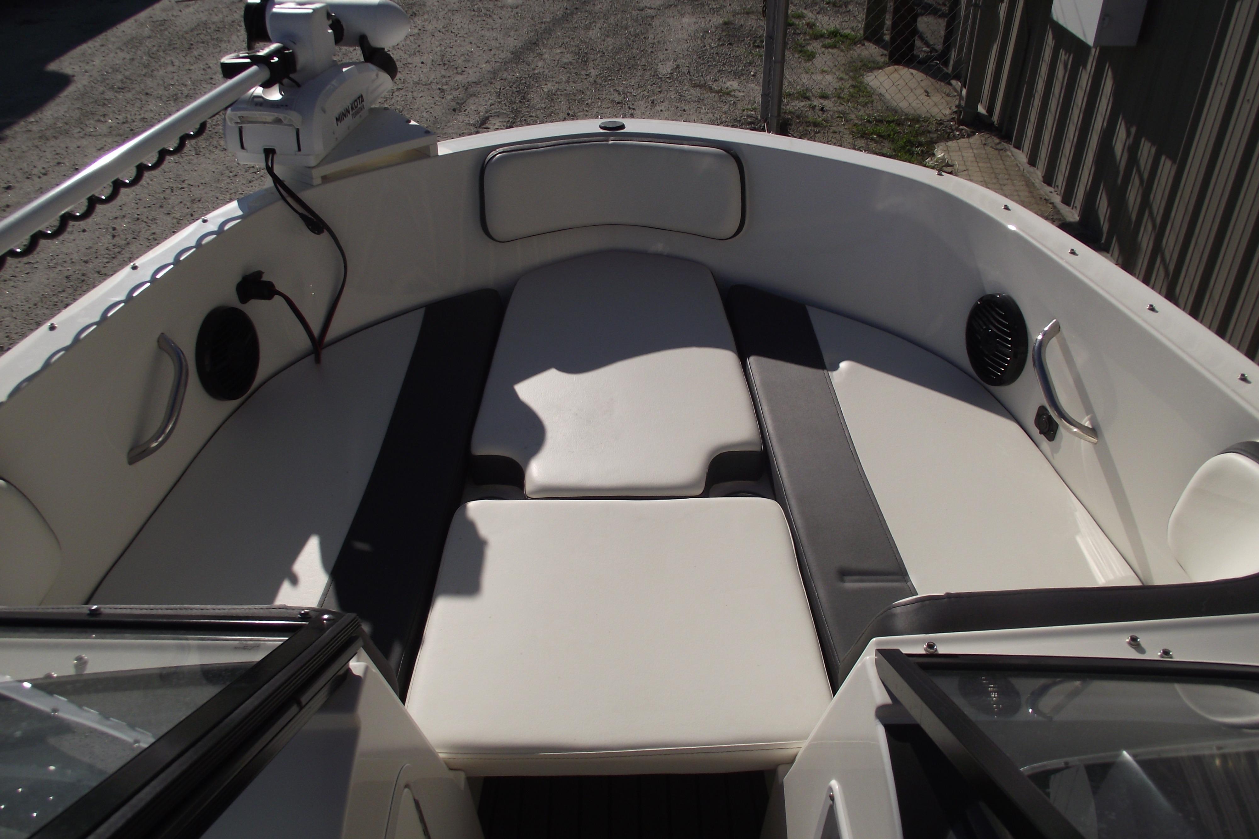 2022 Bayliner VR4 Bowrider OB interior with cushioned seating and modern design.
