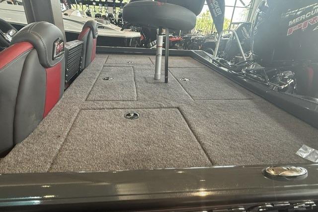 2026 Ranger RT198P boat interior with carpeted deck and seating.