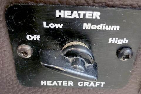 Heater control panel on 2016 Ranger Tugs R-31 with settings: Off, Low, Medium, High.