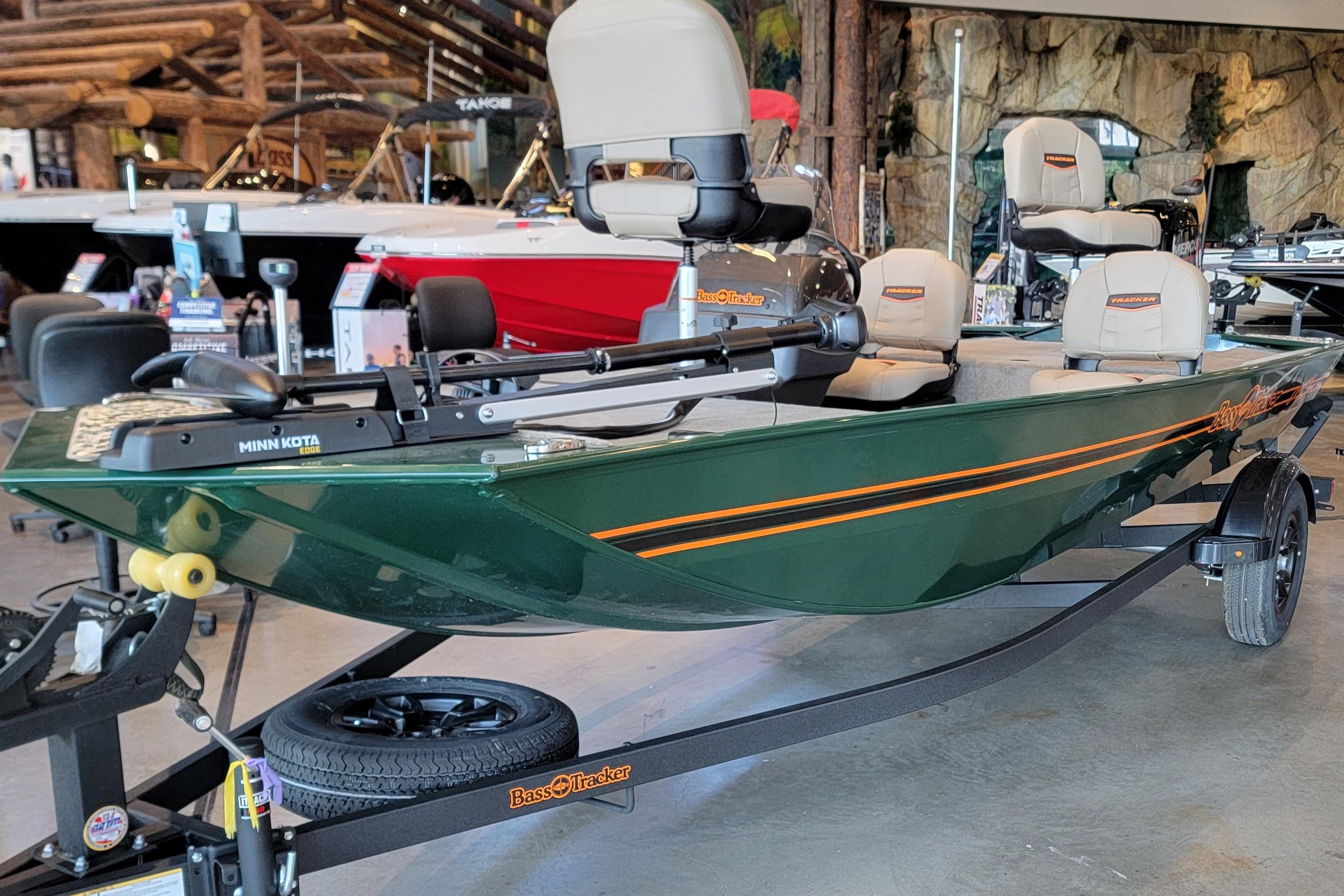 2026 Tracker Bass Tracker Classic Limited boat on display in showroom.