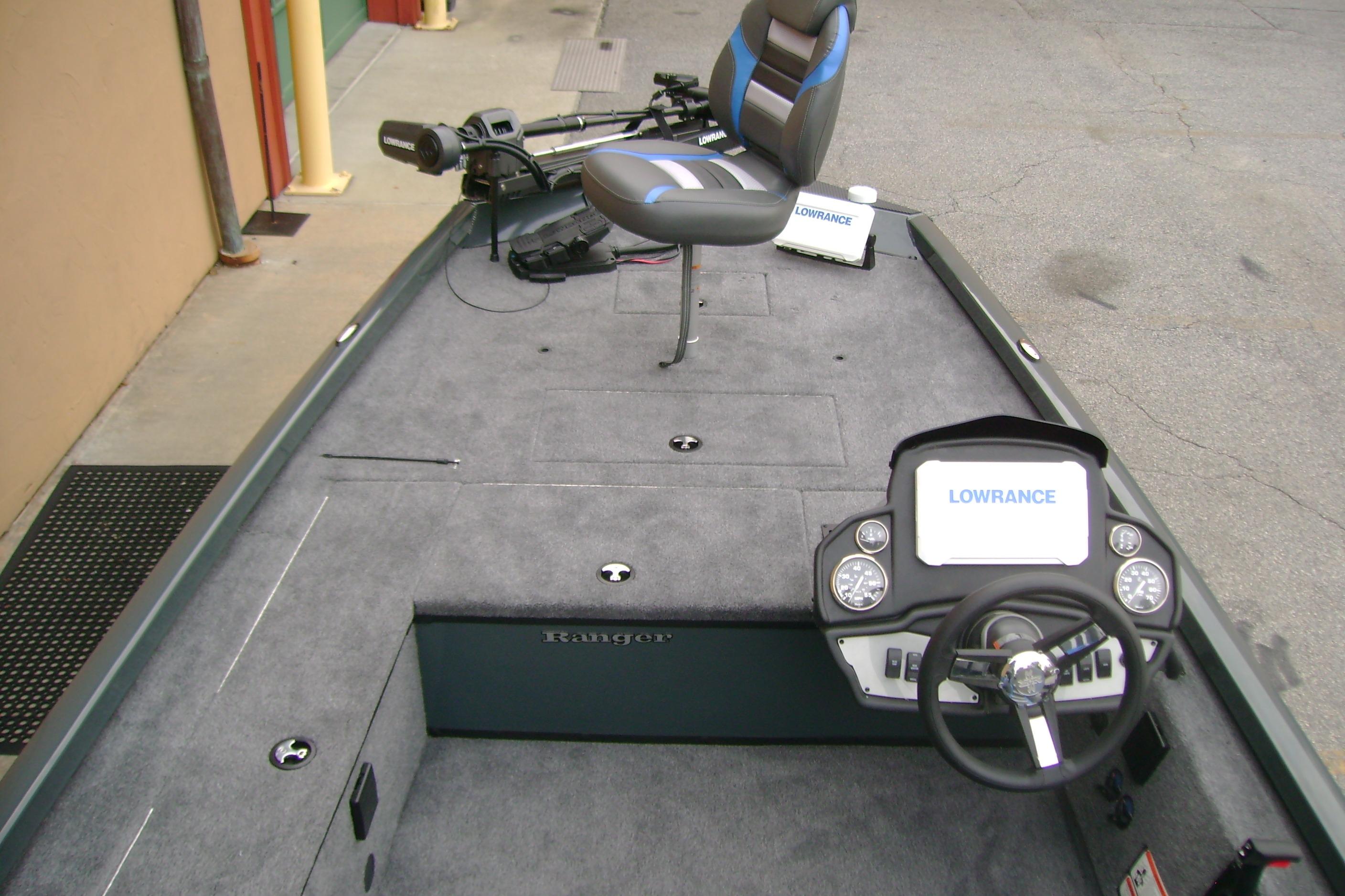 2026 Ranger RT178C fishing boat interior with Lowrance electronics and steering console.