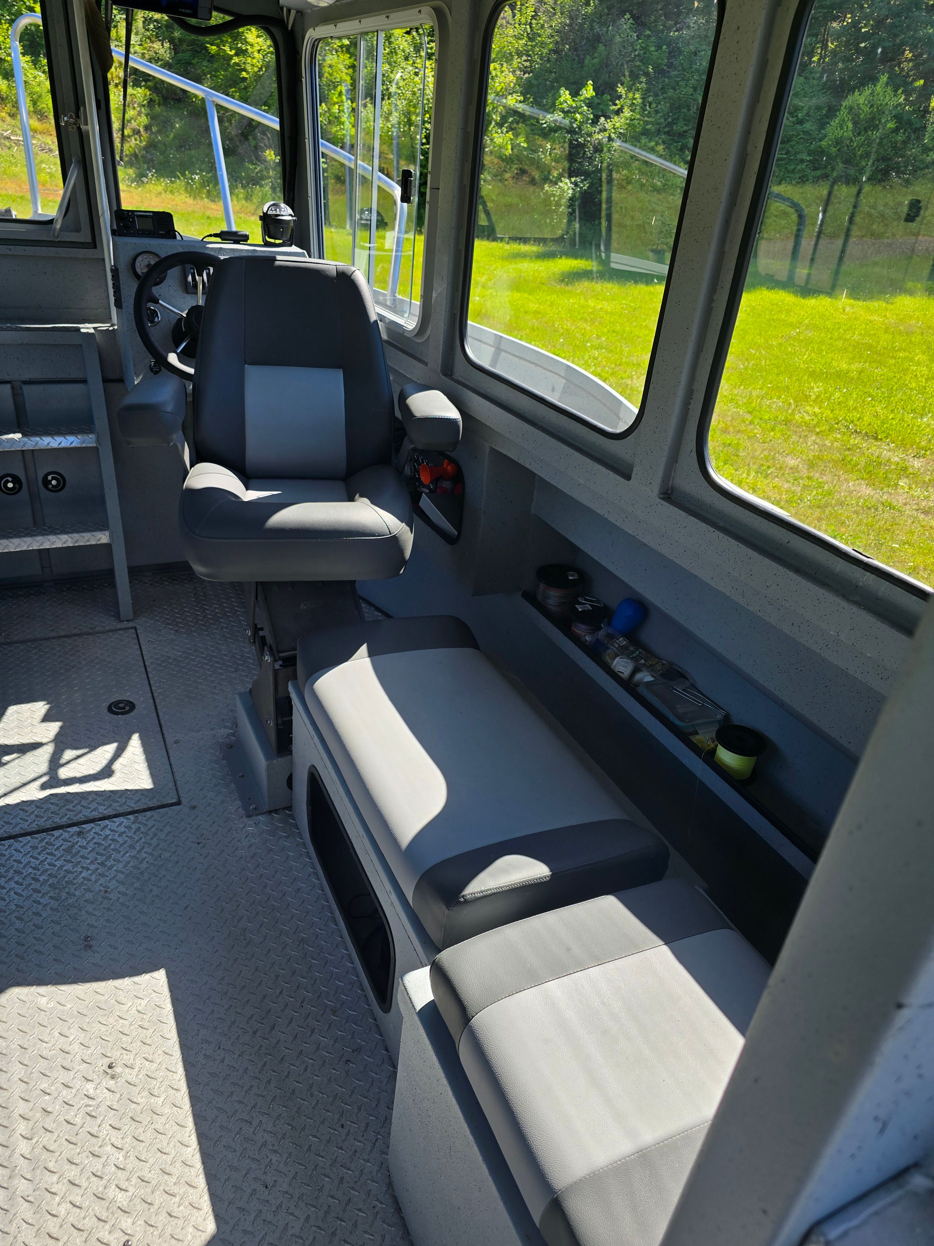 Interior of a Custom Alaskan Explorer boat, model year 2025.
