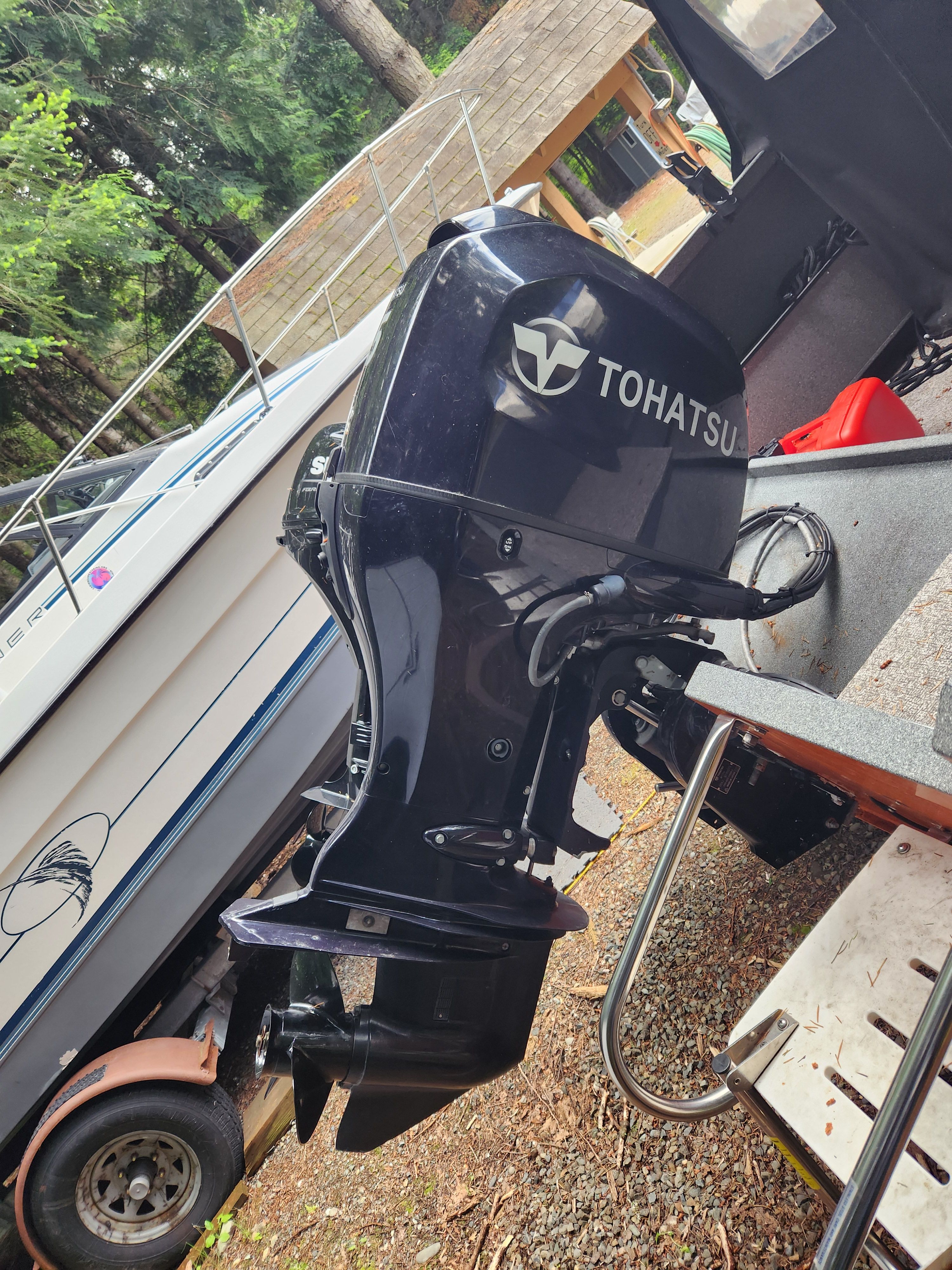 Tohatsu outboard motor on a 2020 Alumaweld Talon 18 boat.