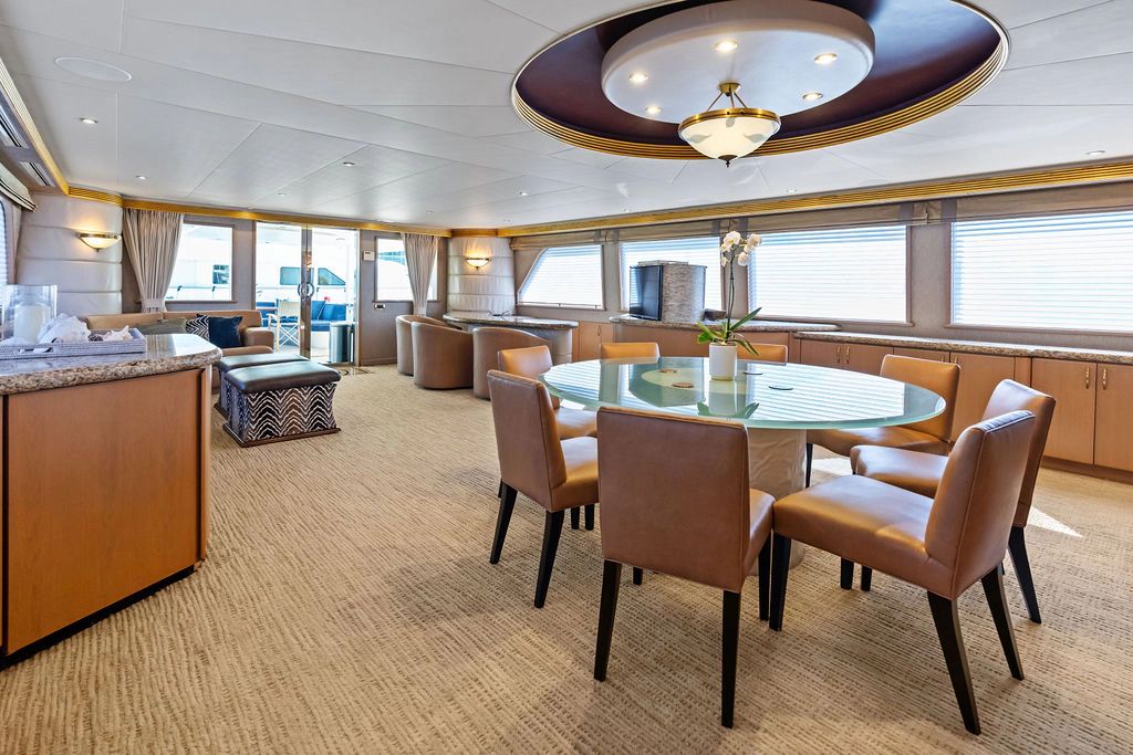 Luxurious interior of the 1999 Westport 112 yacht.
