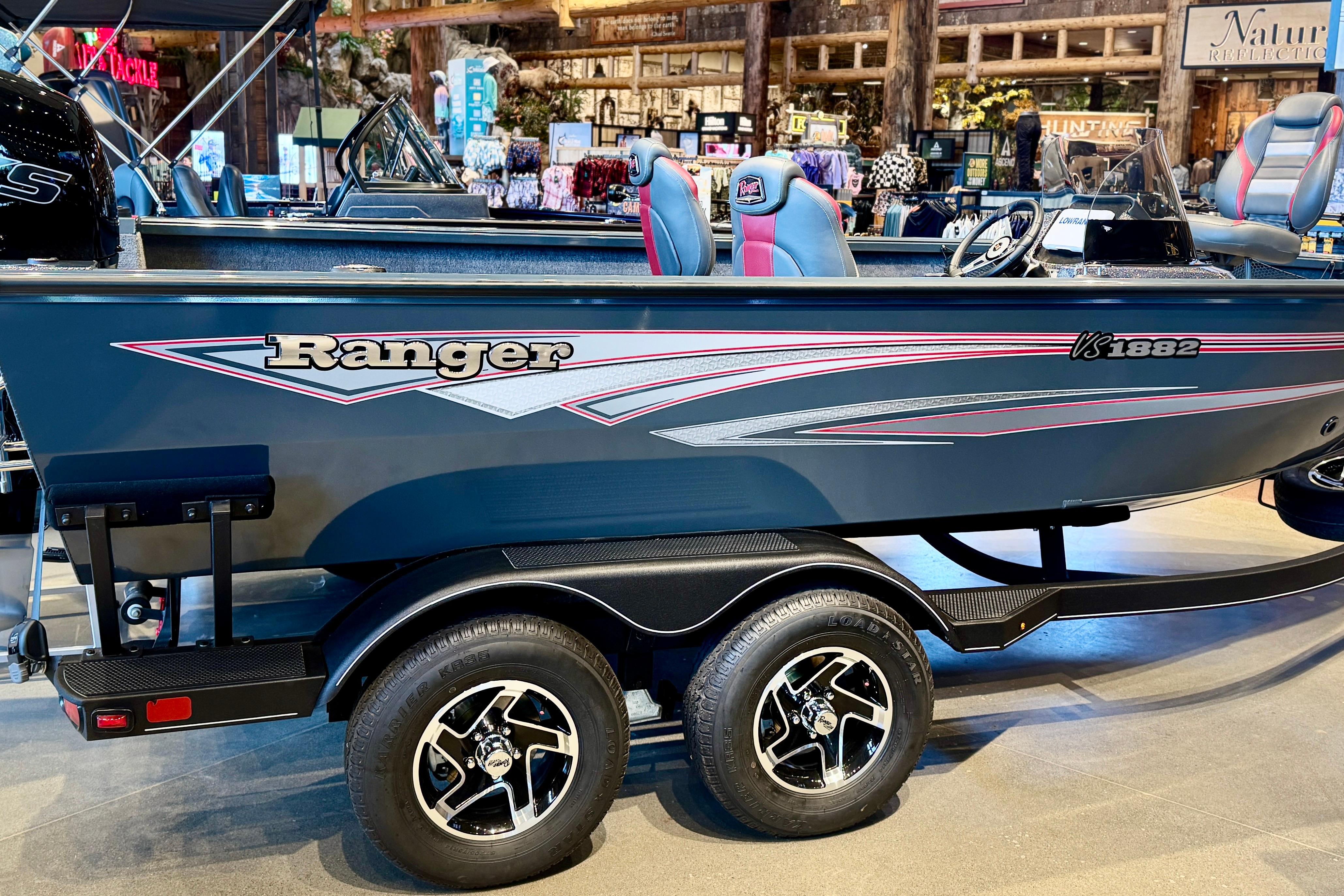 2025 Ranger VS1882SC Angler boat on display, featuring sleek design and modern features.