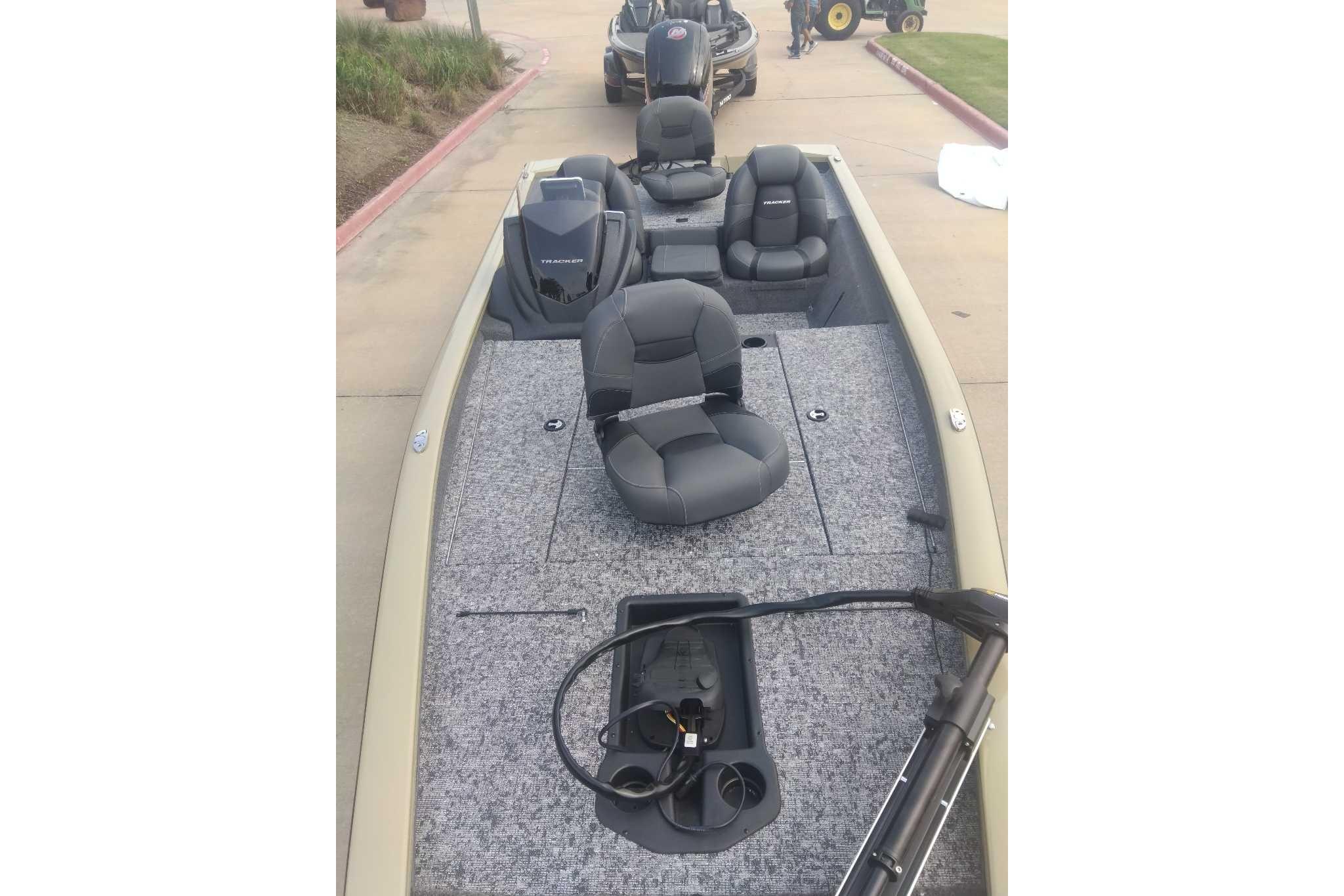 2026 Tracker Pro Team 190 boat interior with seating and equipment.