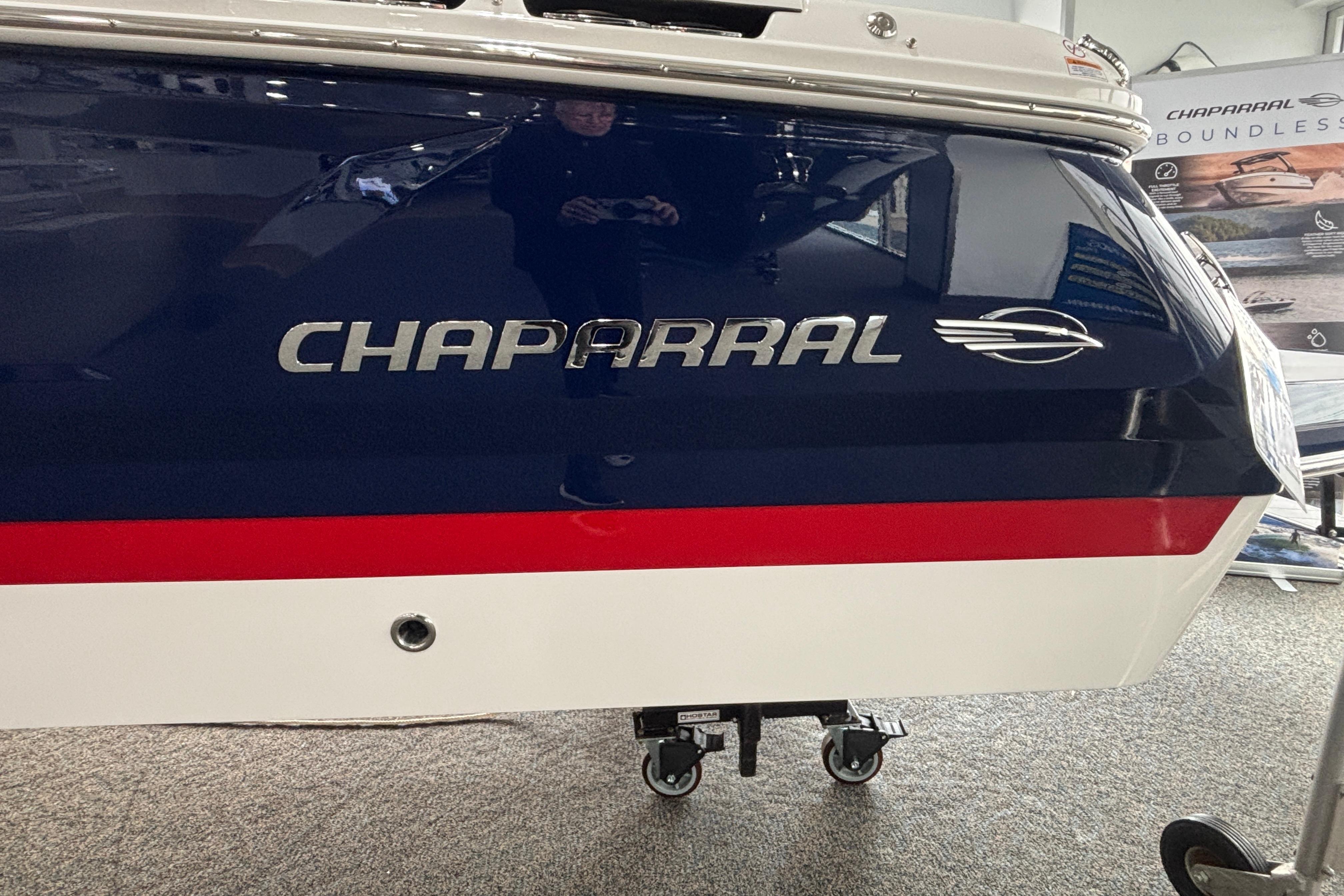 2026 Chaparral SSX 4 boat with sleek design and bold branding.