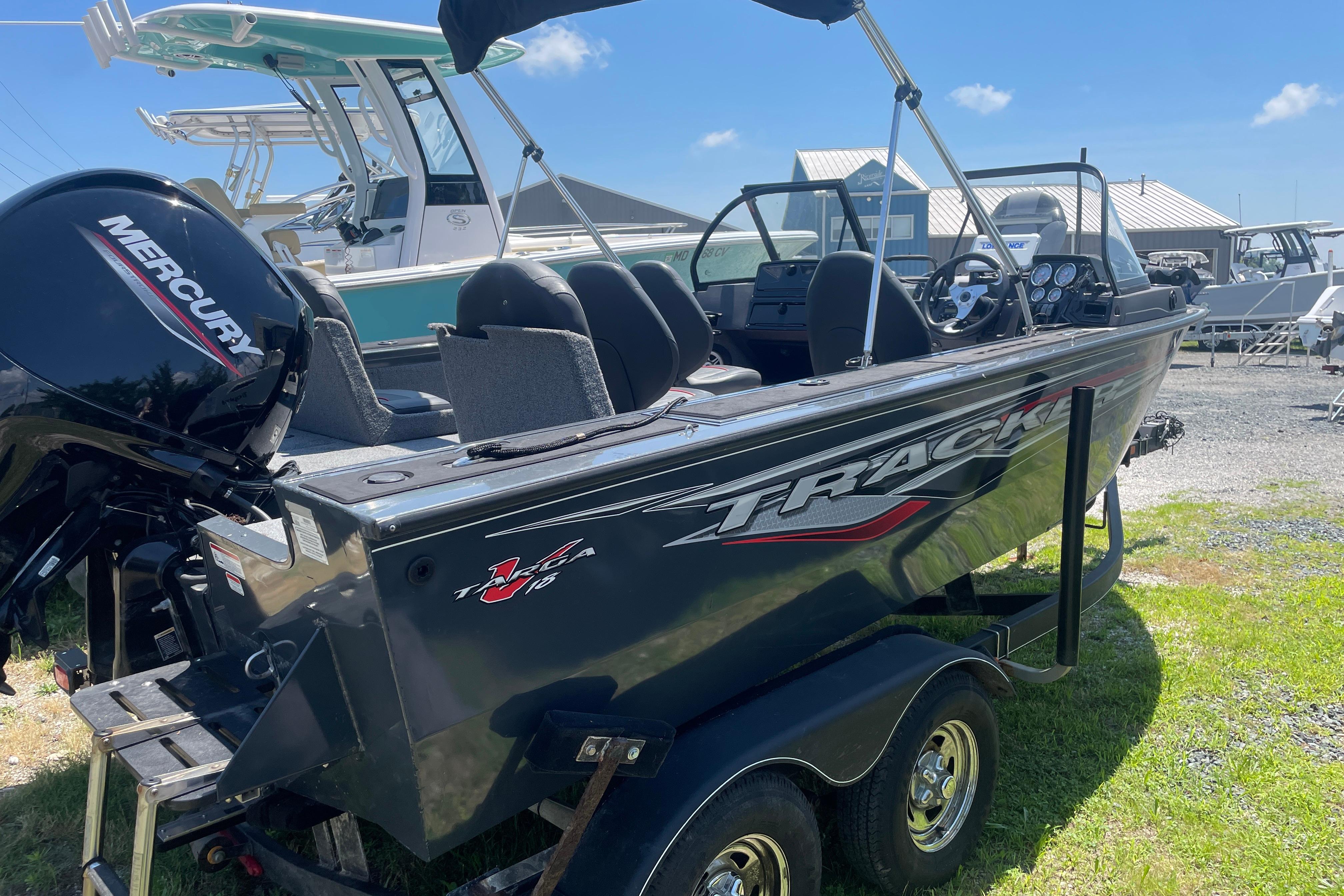 2022 Tracker Targa V-18 WT boat with Mercury engine on trailer.