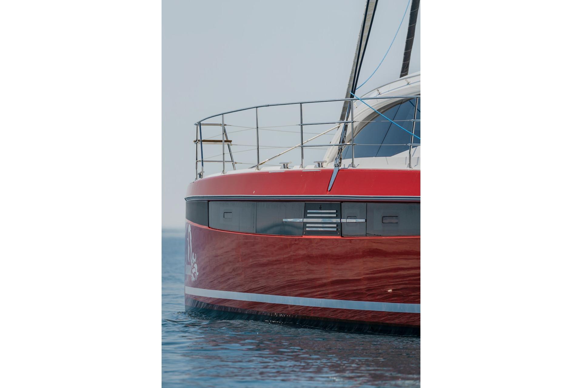 Red Privilege Signature 510 boat, 2025 model, on calm water.