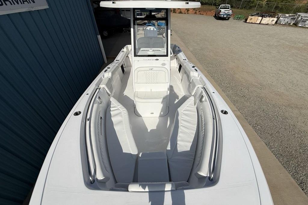 2026 Tidewater 232 LXF boat with sleek white interior and modern design.