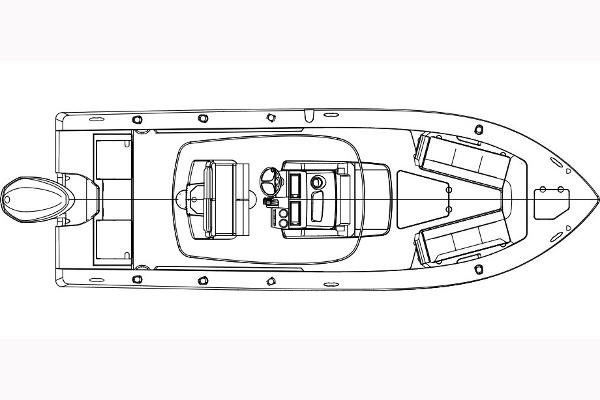 Manufacturer Provided Image: Top view schematic of 2018 Everglades 253 Center Console boat.