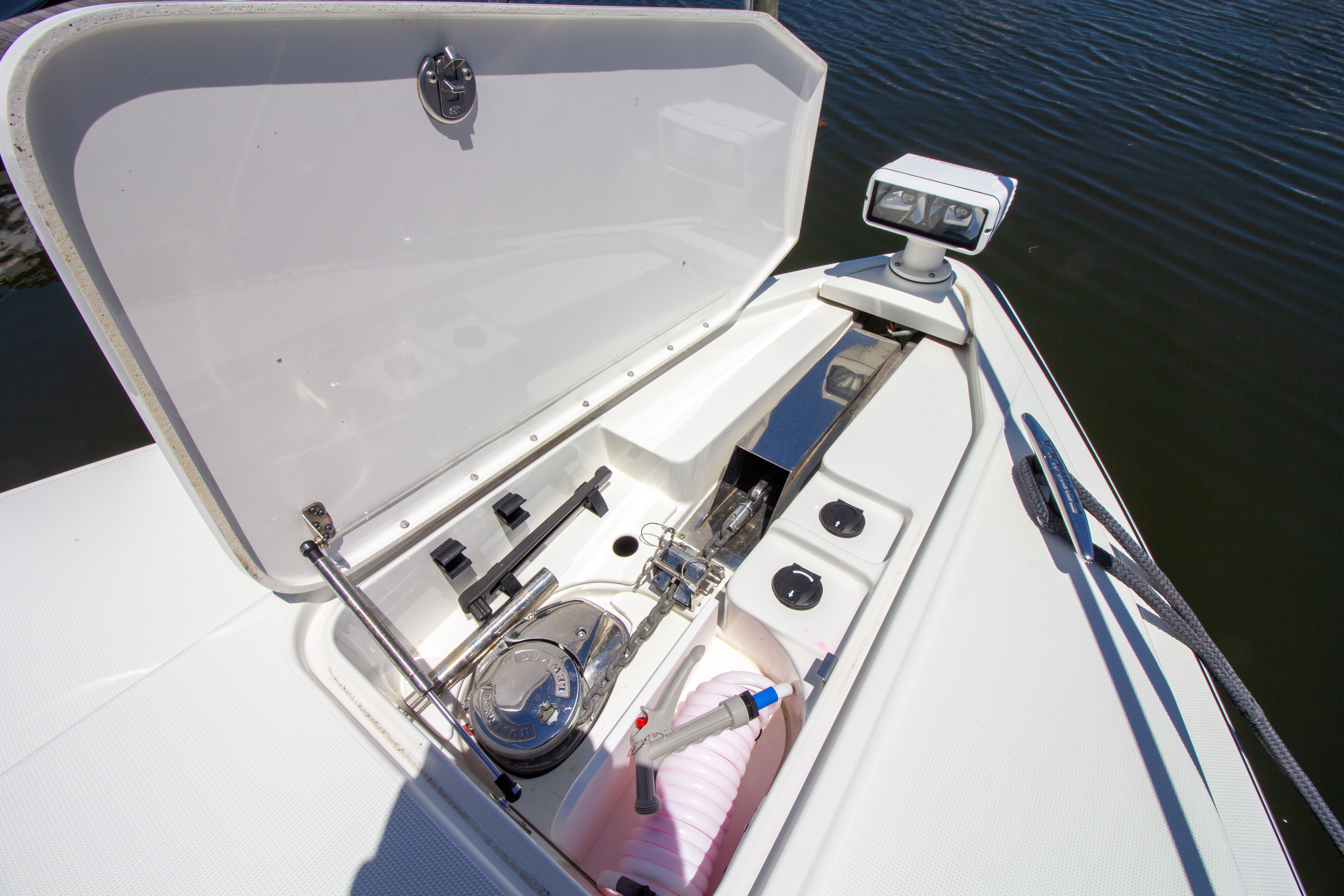 2016 Formula 40 Performance Cruiser anchor compartment and spotlight.