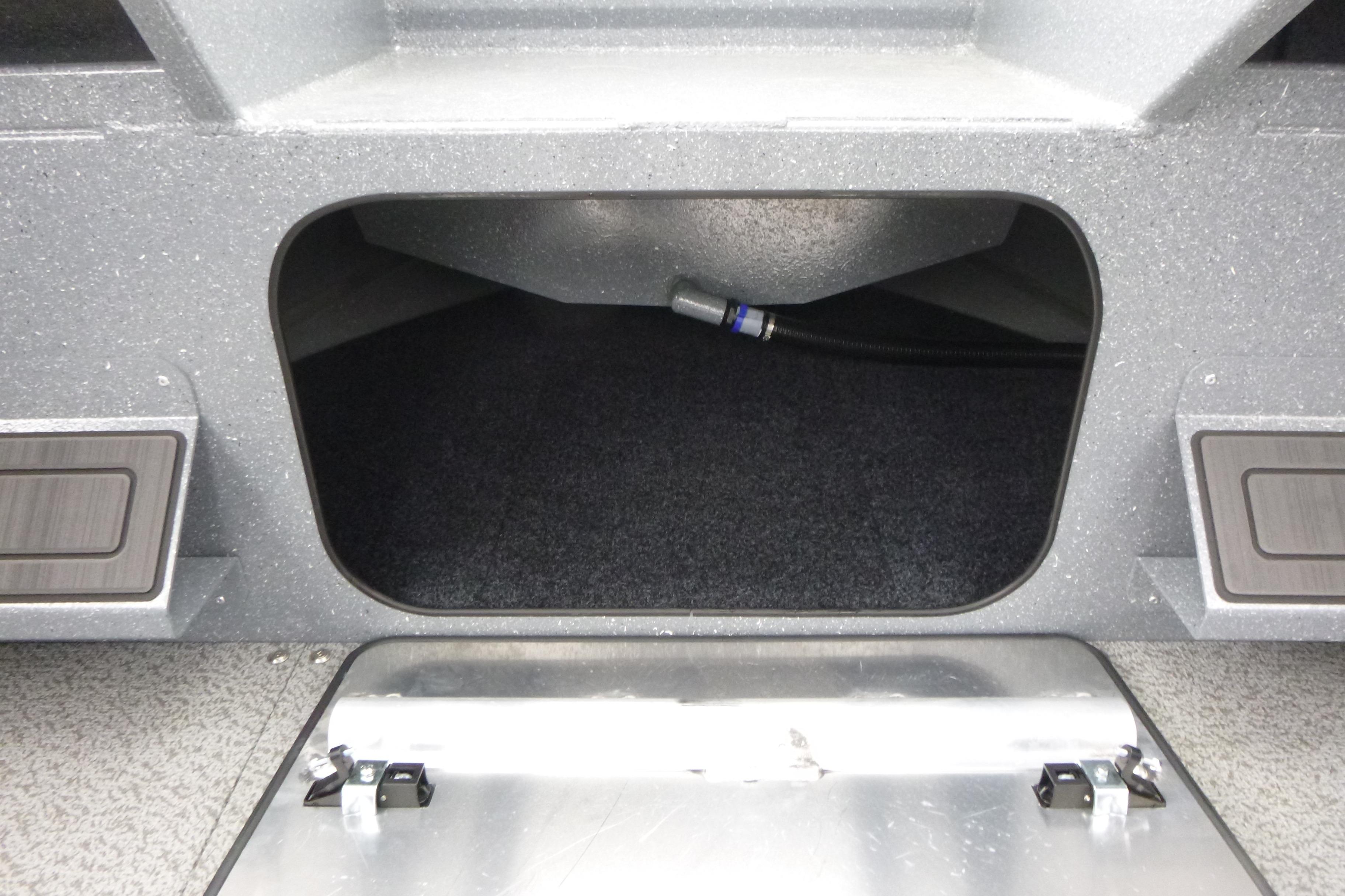 Open storage compartment in 2026 KingFisher 2025 Escape boat.
