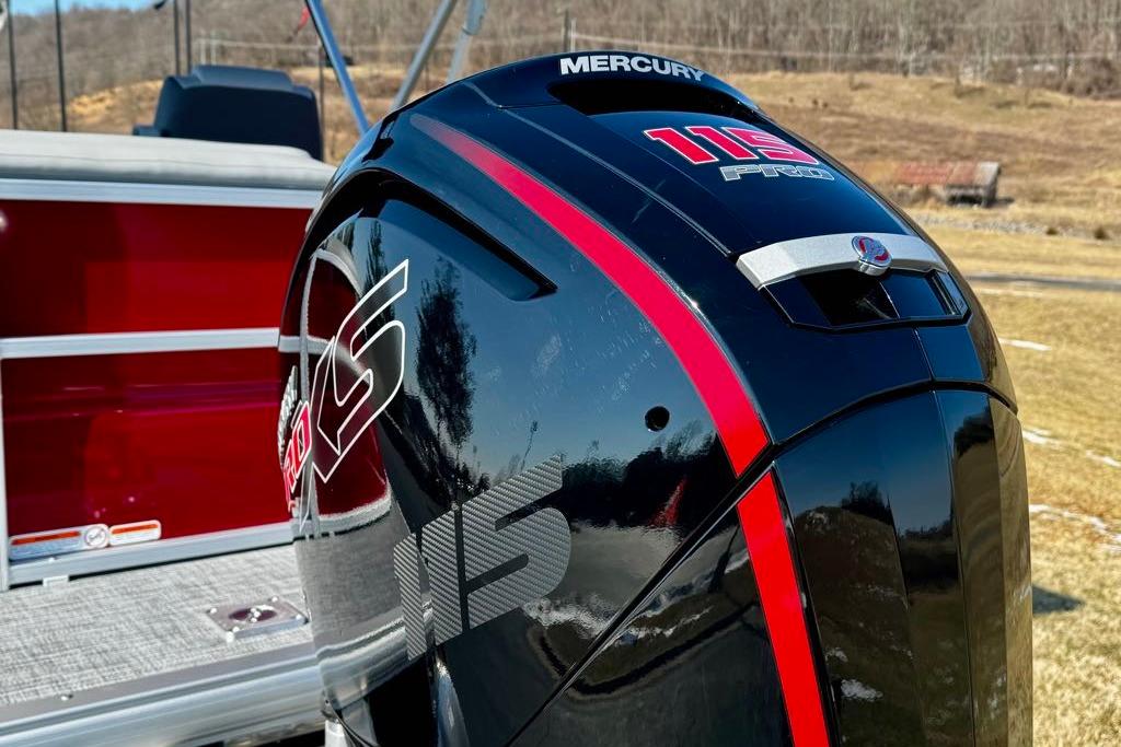 2026 Sun Tracker Party Barge 20 DLX with Mercury 115 Pro XS engine.