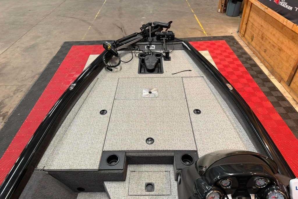 2024 Tracker Pro Team 175 boat interior with fishing deck and controls.