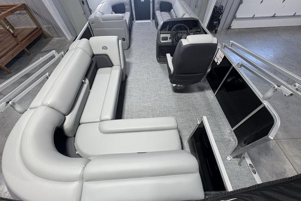 2026 Sun Tracker PARTY BARGE® 20 DLX interior with spacious seating and modern design.