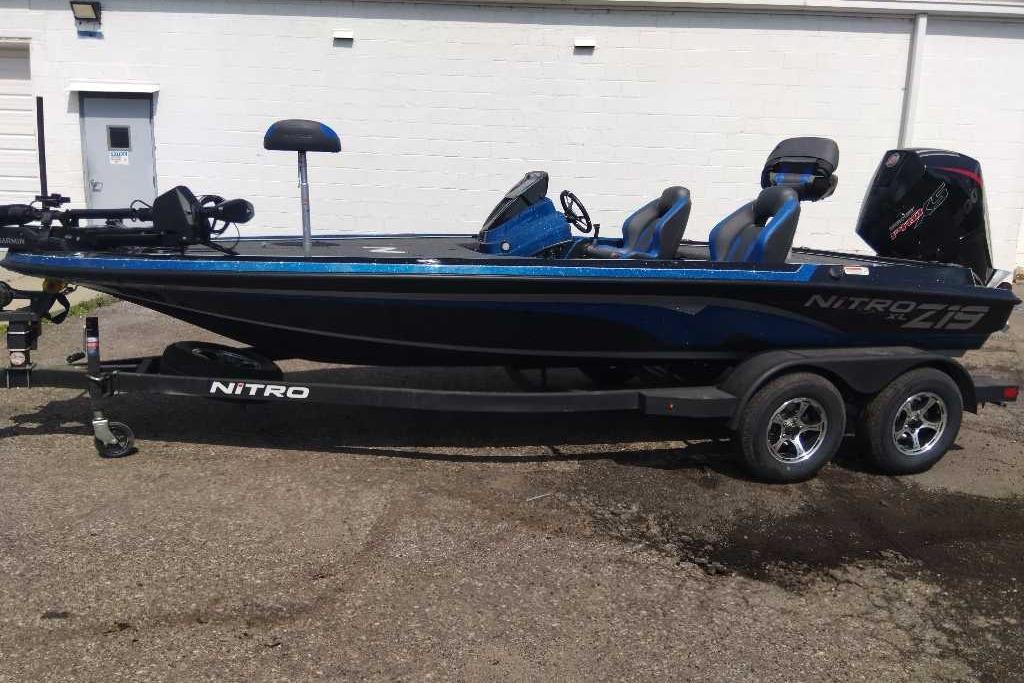 2026 Nitro Z19 XL Pro boat on trailer, parked outdoors.