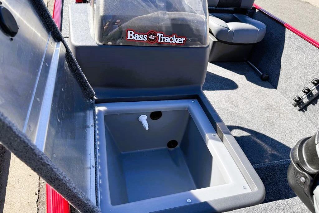 2026 Tracker Bass Tracker Classic XL boat interior with open storage compartment.