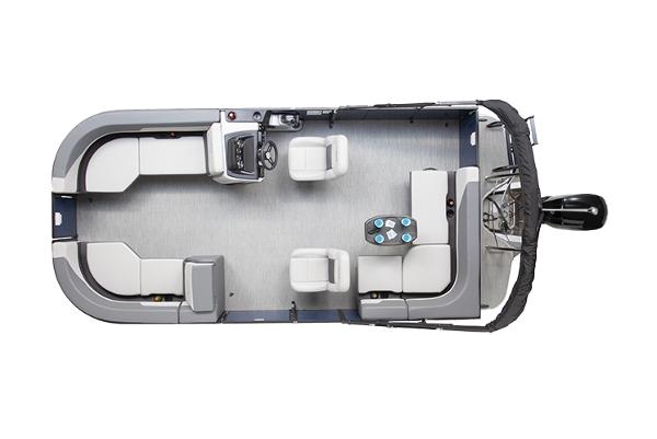 Manufacturer Provided Image: 2025 Lowe LS 190 pontoon boat, top view, spacious seating, modern design.