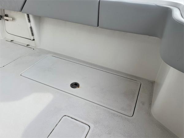 2020 Front Runner 39 Center Console boat interior with storage compartment.