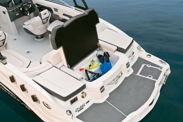 Manufacturer Provided Image: 2016 Chaparral 246 SSi boat interior with storage compartment and diving gear.