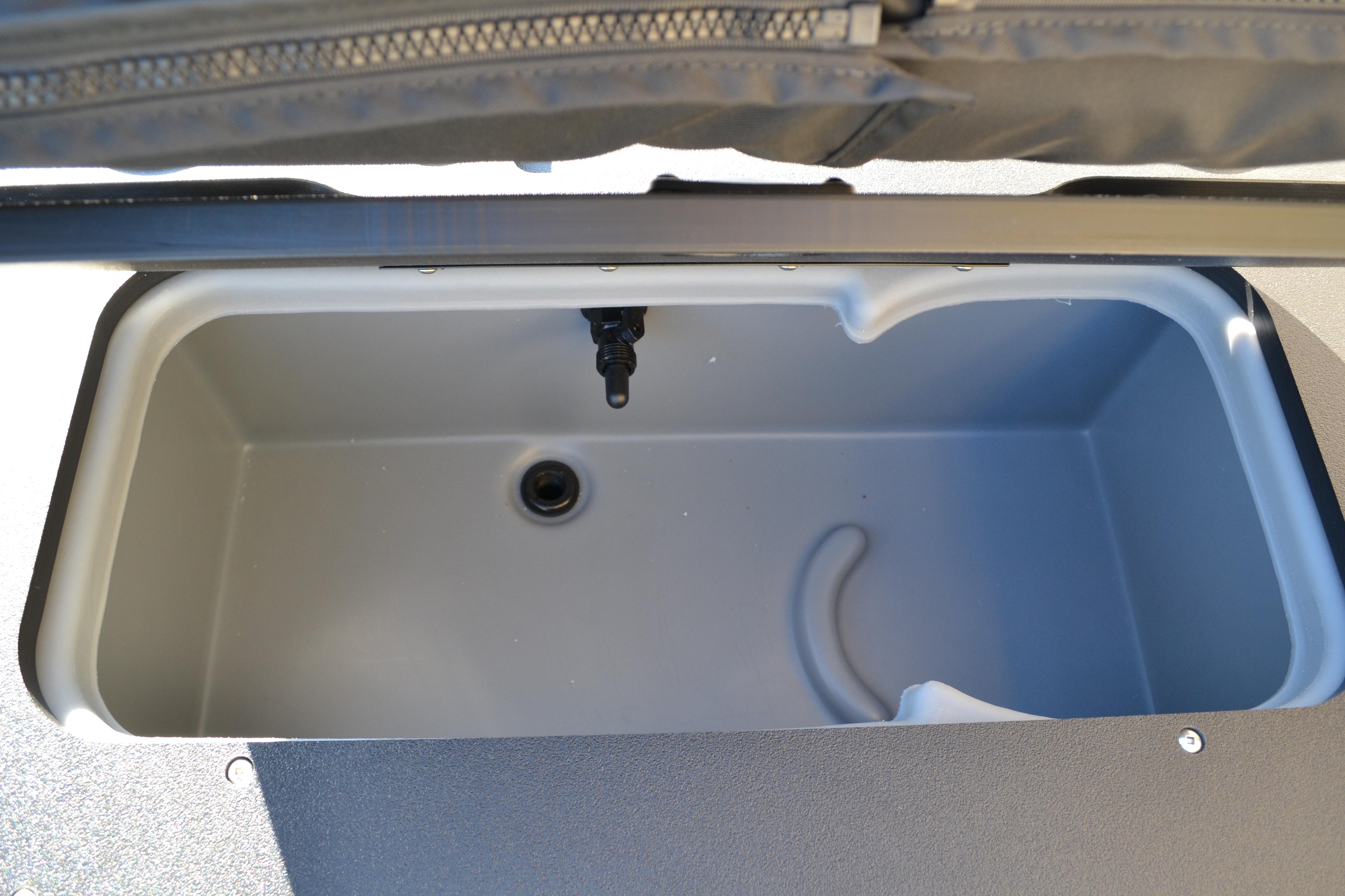 Livewell compartment in 2026 Sun Tracker SportFish 22 XP3 boat.