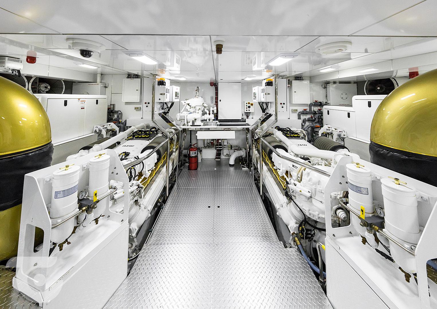 Engine room of 2014 Palmer Johnson Custom yacht.