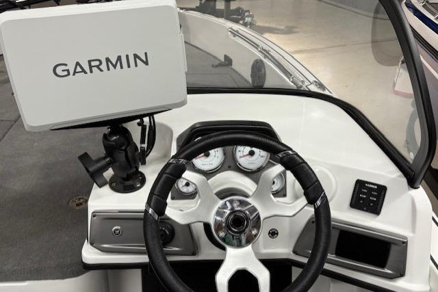 Steering console of 2026 Nitro ZV20 Sport Pro with Garmin navigation system.