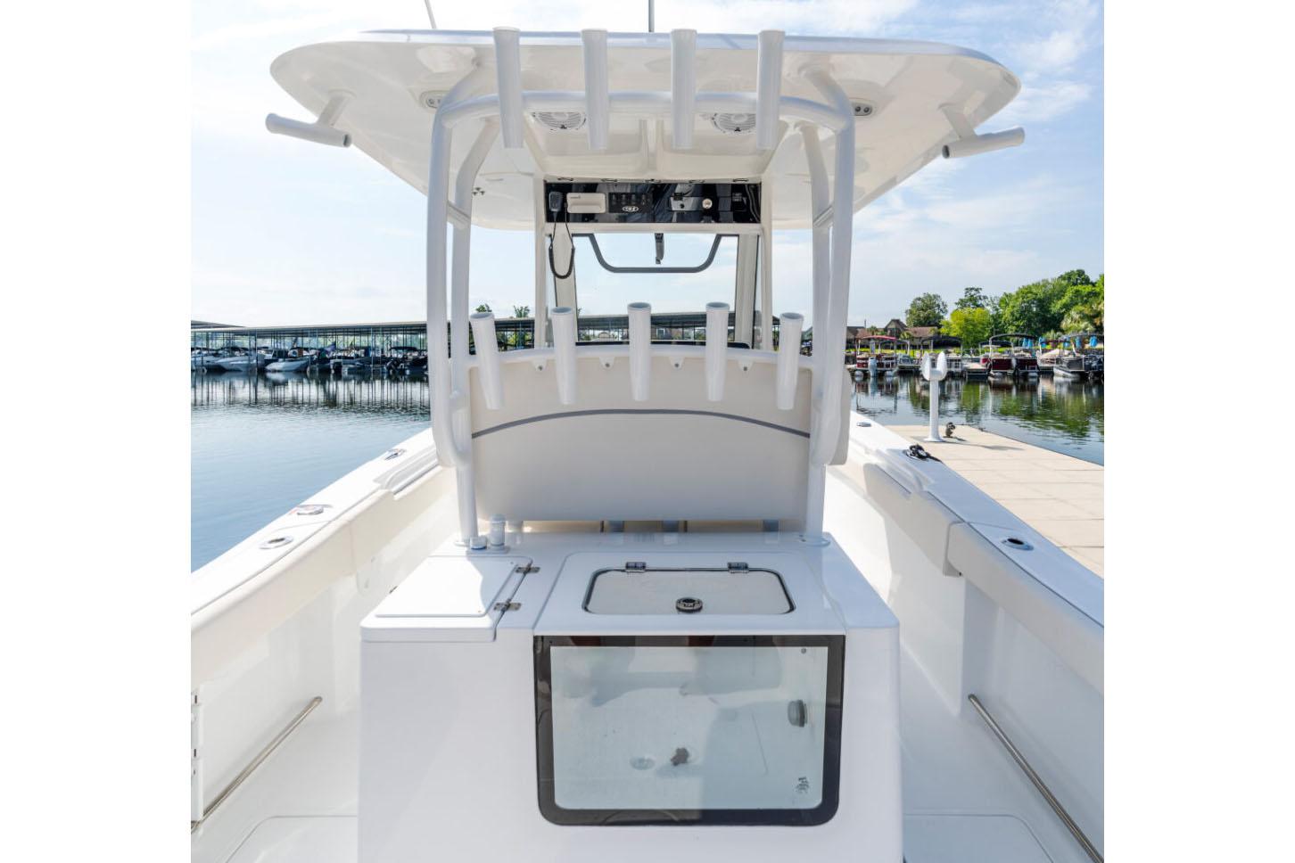 Manufacturer Provided Image: 2026 Sea Hunt Gamefish 30 Coffin Box boat interior at marina.