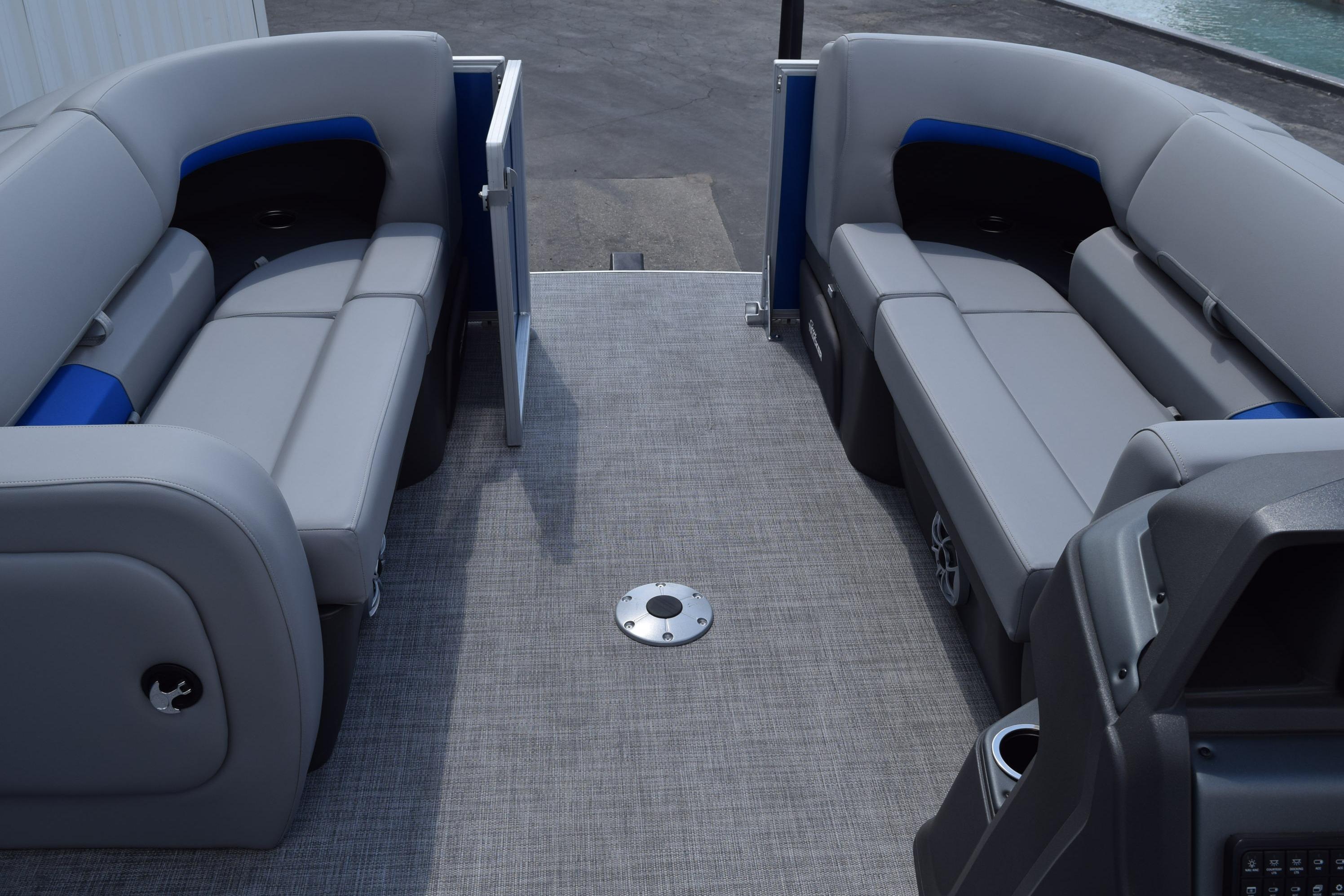 Interior of 2026 Sun Tracker Party Barge 22 RF DLX with spacious seating and modern design.