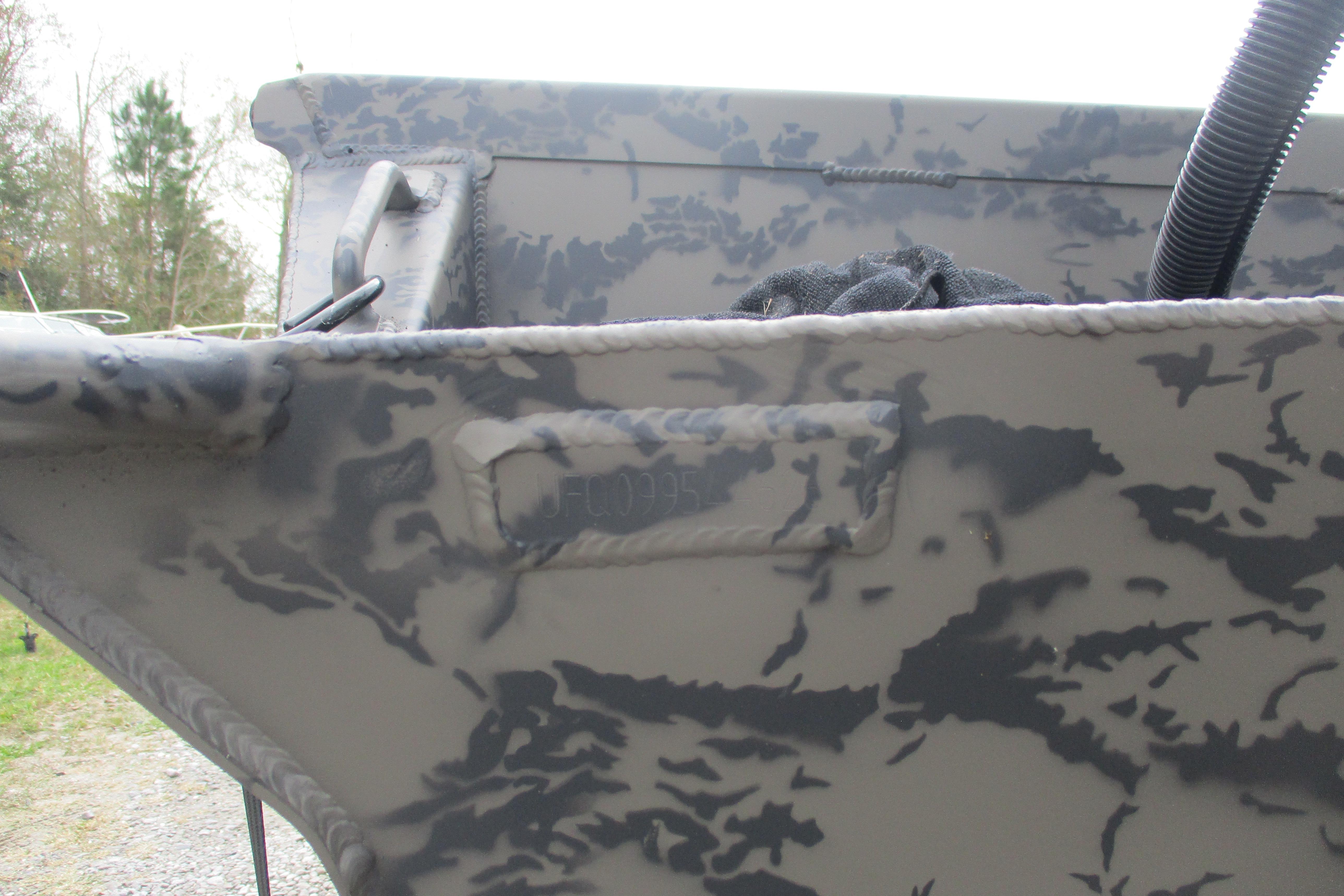 2026 Gator Tail 1754 Extreme boat with camouflage pattern detail.