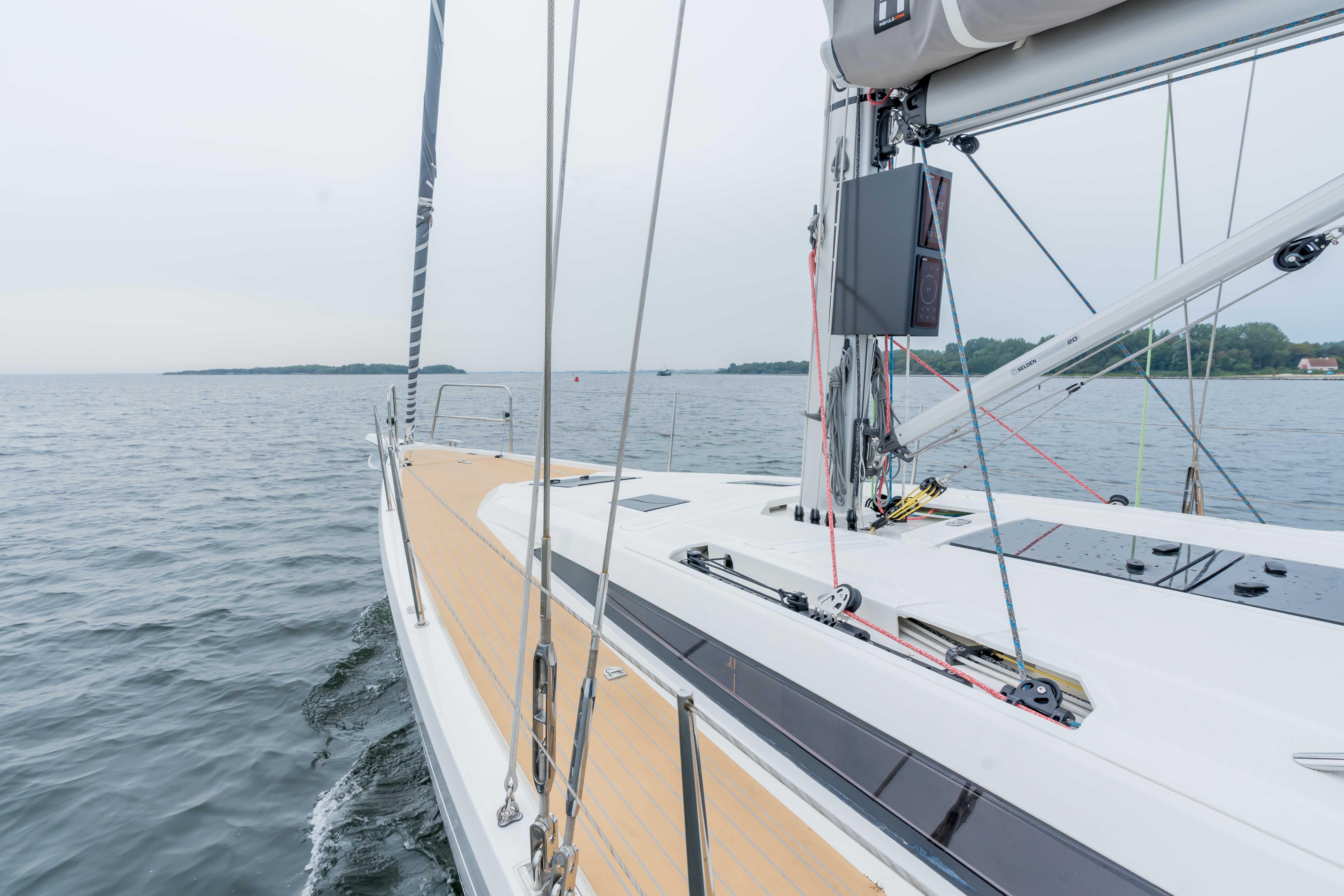 Italia Yachts 12.98 sailing yacht, 2023 model, cruising on open water.