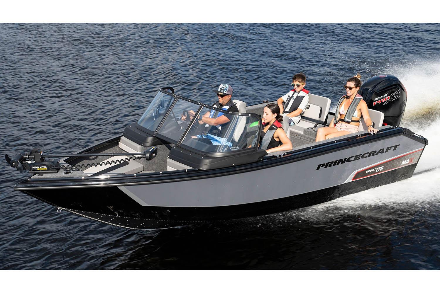 Manufacturer Provided Image: 2026 Princecraft Sport 175 MAX boat cruising on water with passengers.