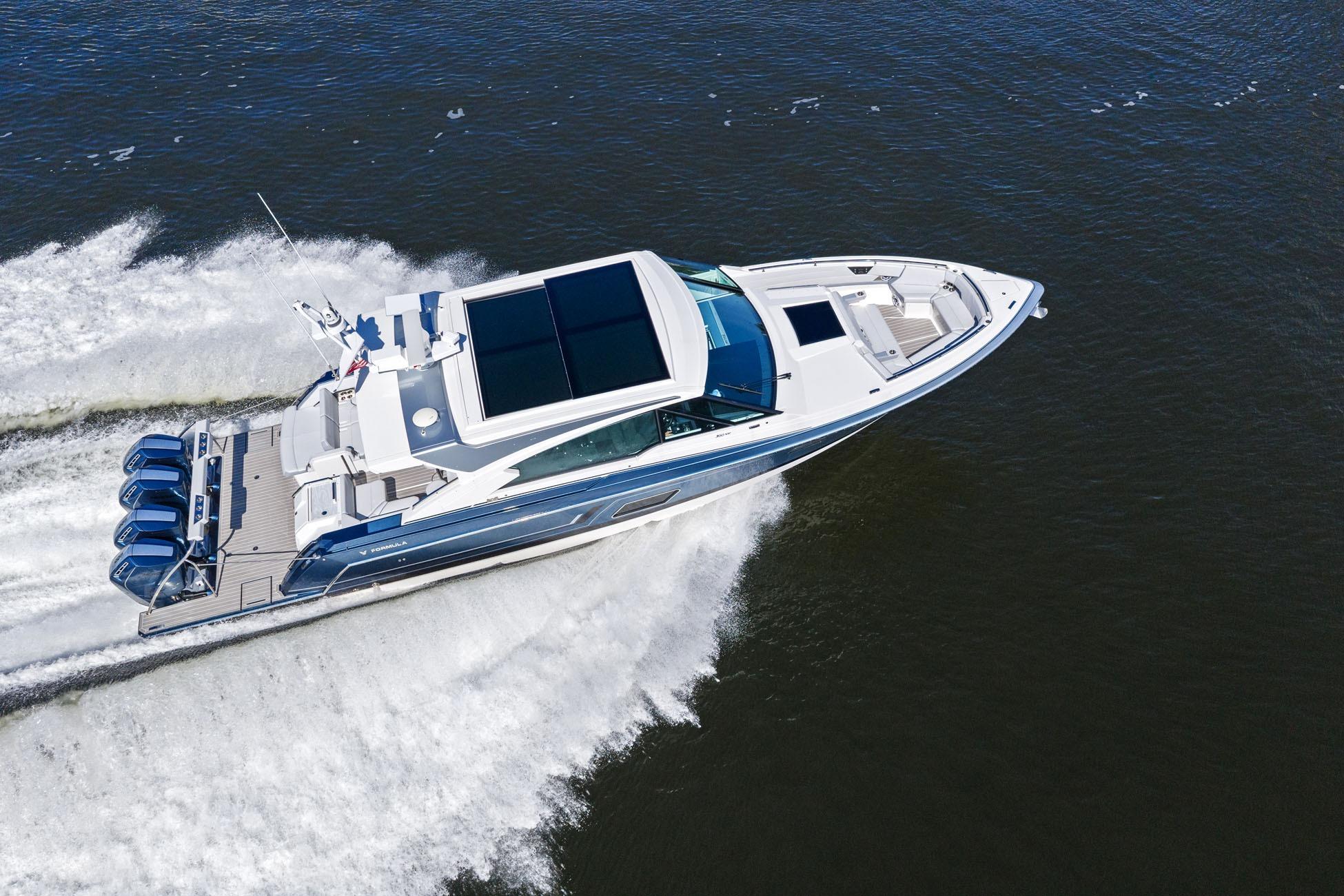 2025 Formula 500 Super Sport Crossover cruising on open water, showcasing sleek design and powerful engines.