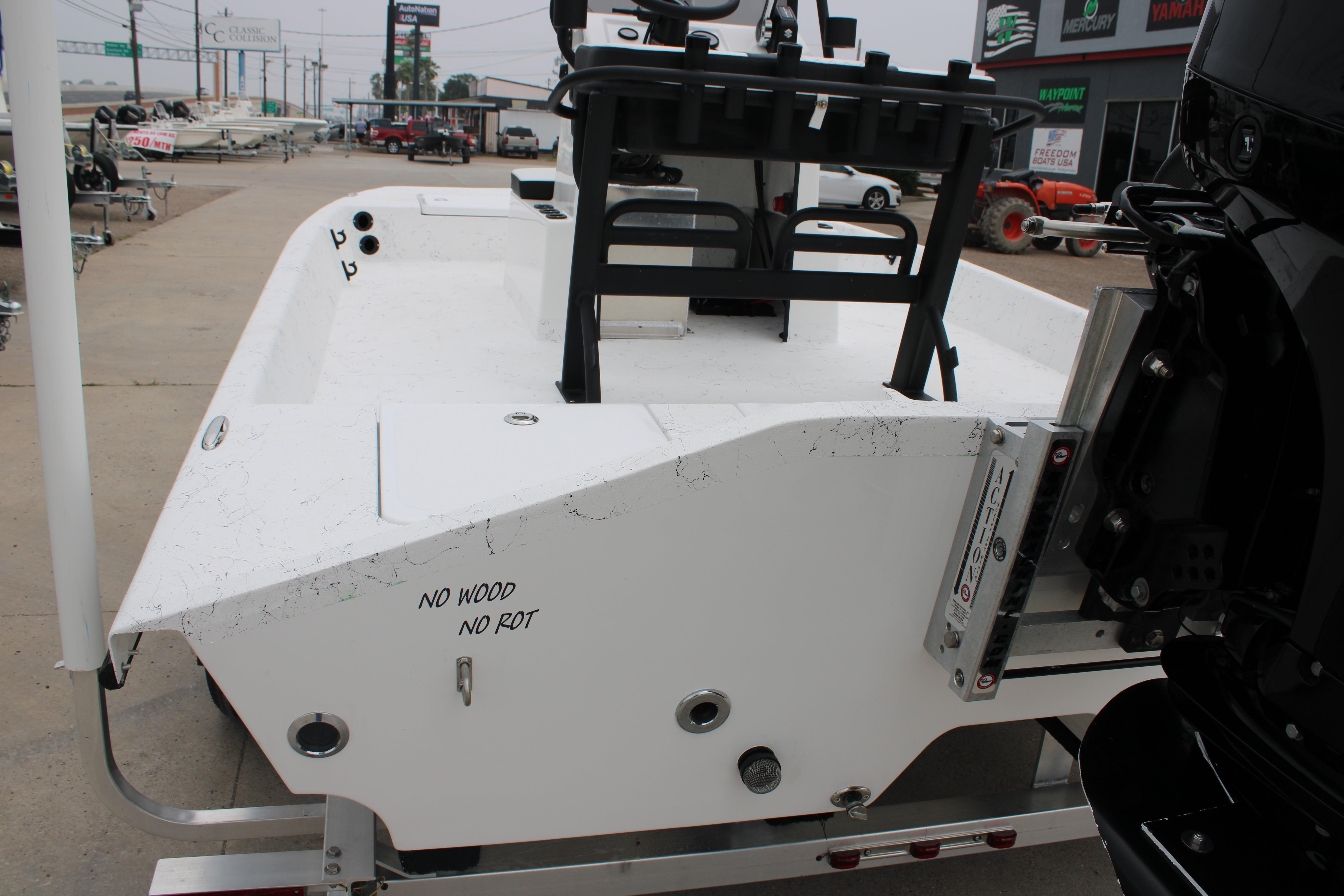 2026 Freedom Boats 16' Eagle, showcasing durable, rot-resistant construction at a dealership.