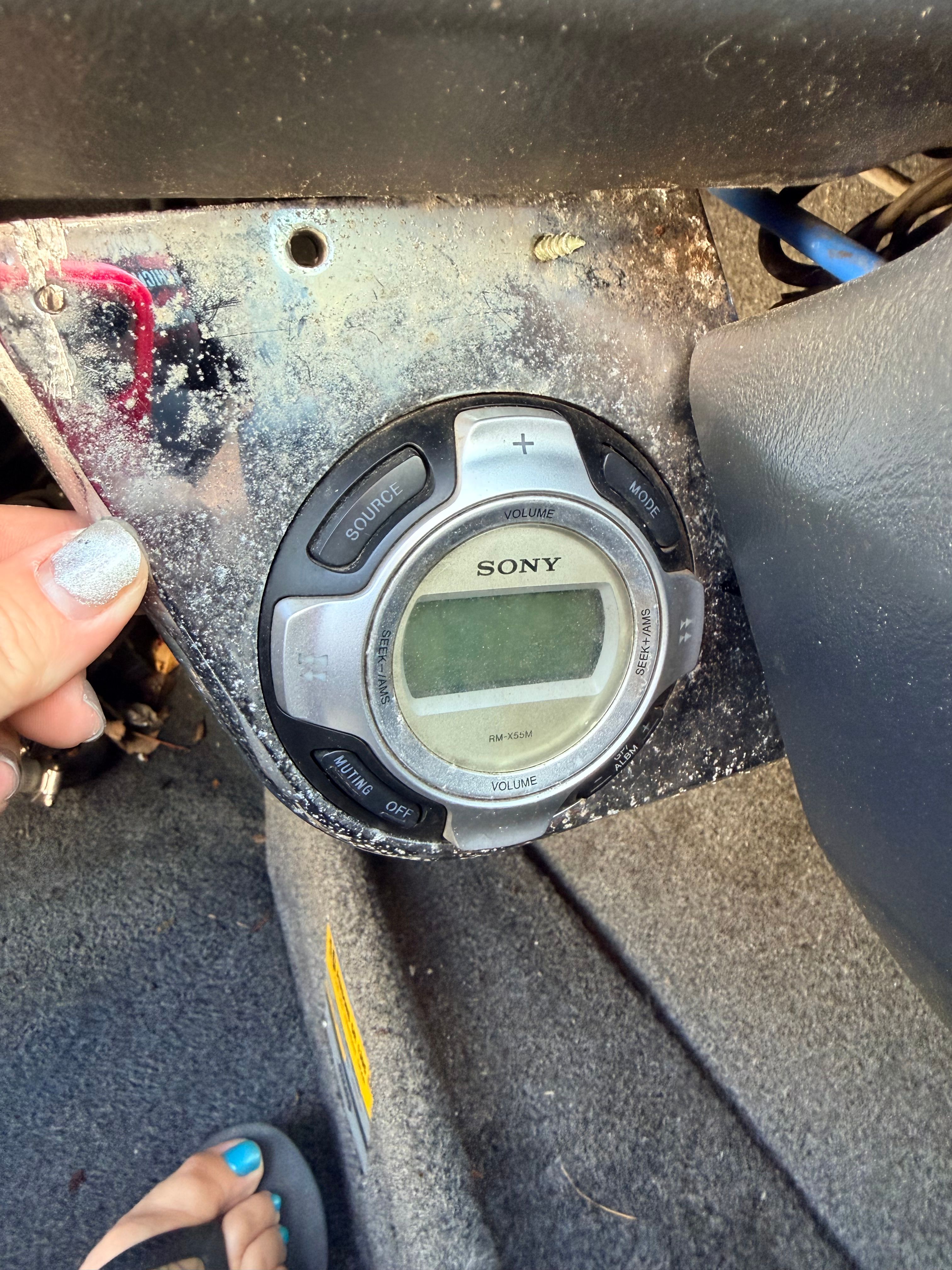 Sony control panel in a 2006 Malibu iRide boat.