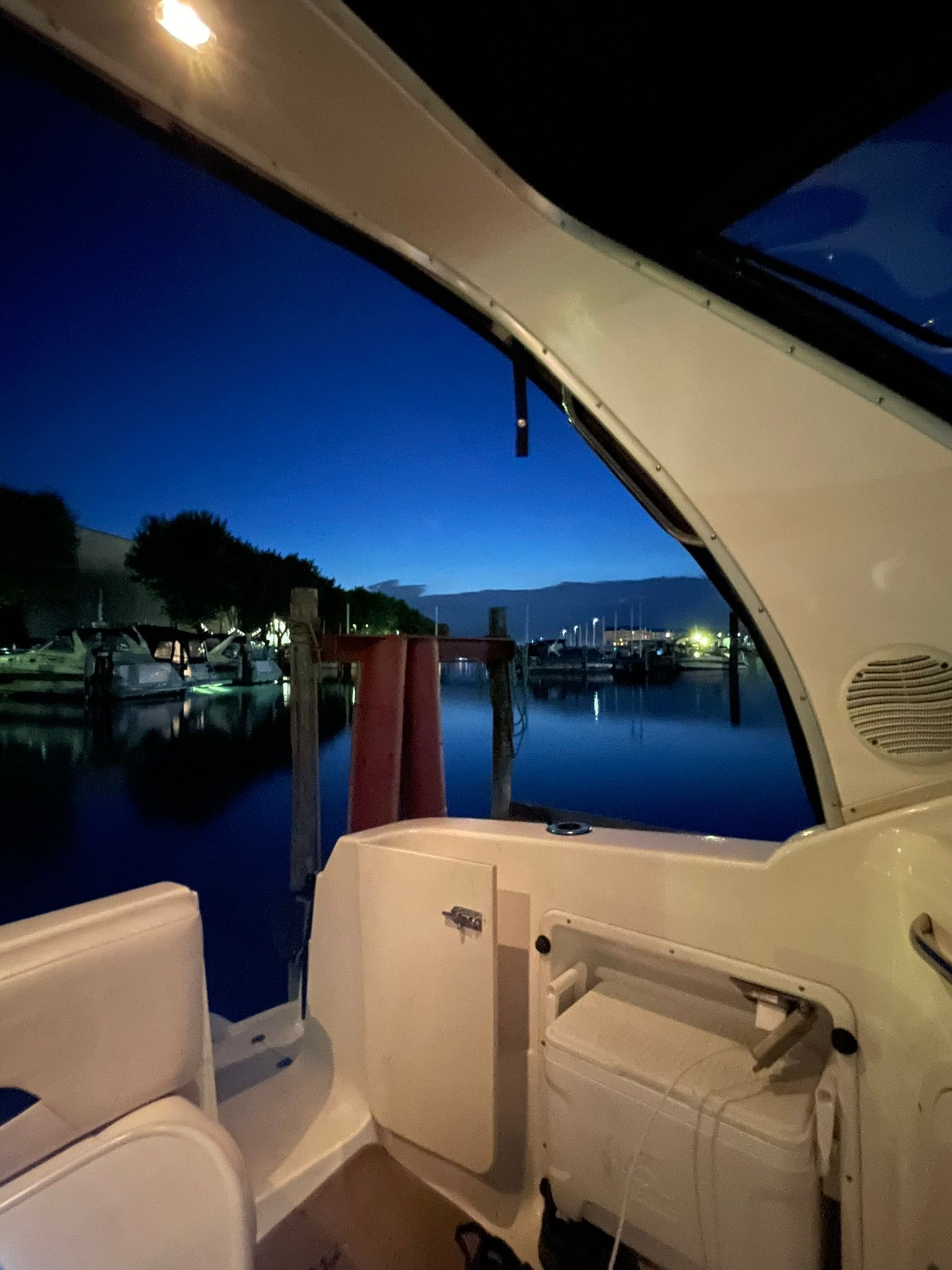 Chaparral Signature 2000 at night in the harbor.