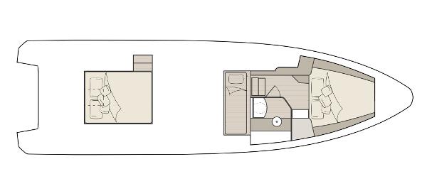 Top view layout of 2025 Saxdor 400 GTC boat interior.