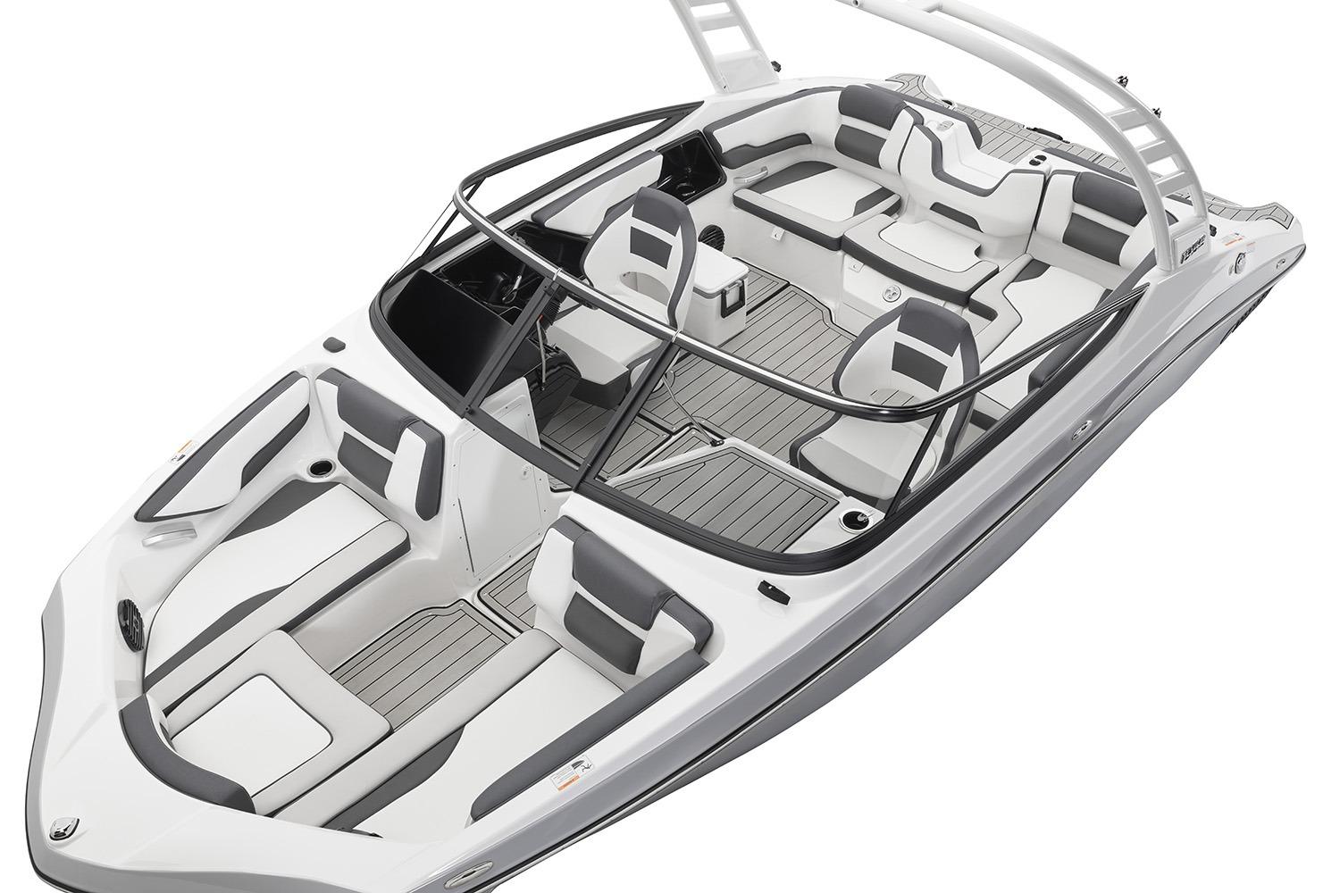 Manufacturer Provided Image: 2026 Yamaha Boats 195S, sleek design, spacious seating, modern interior, white and gray color scheme.