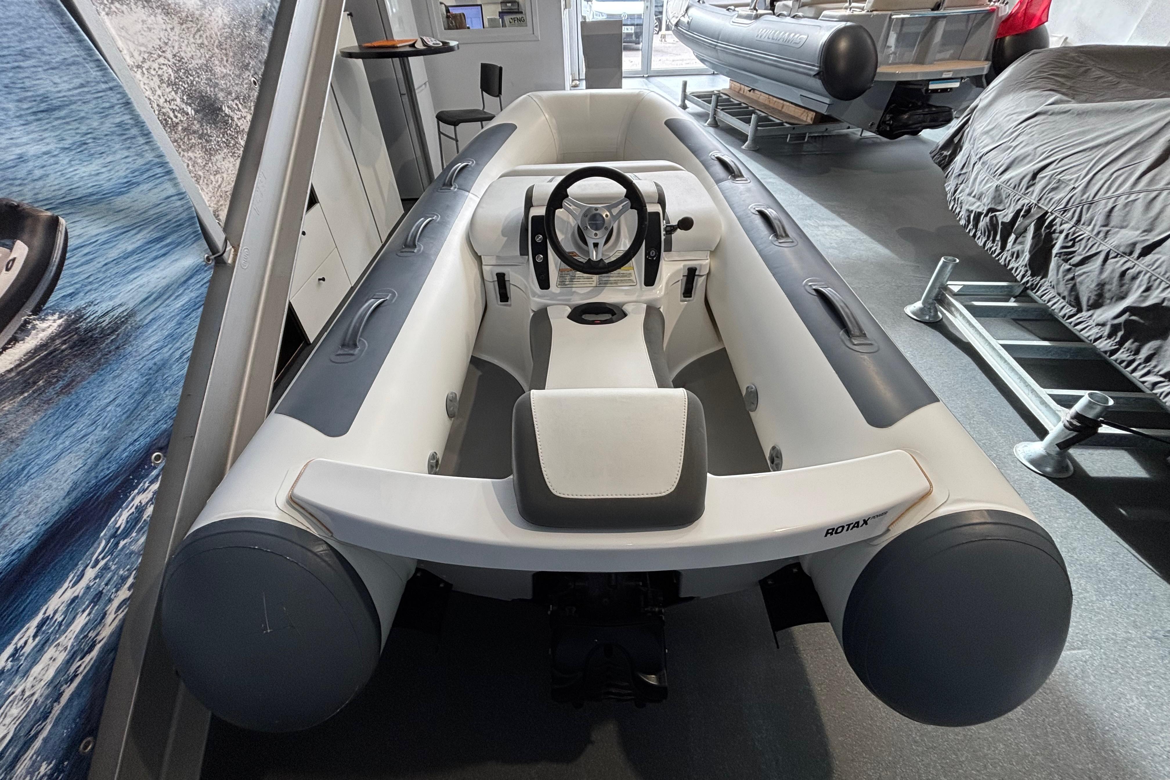 2020 Williams Jet Tenders Minijet 280, compact inflatable boat in showroom.
