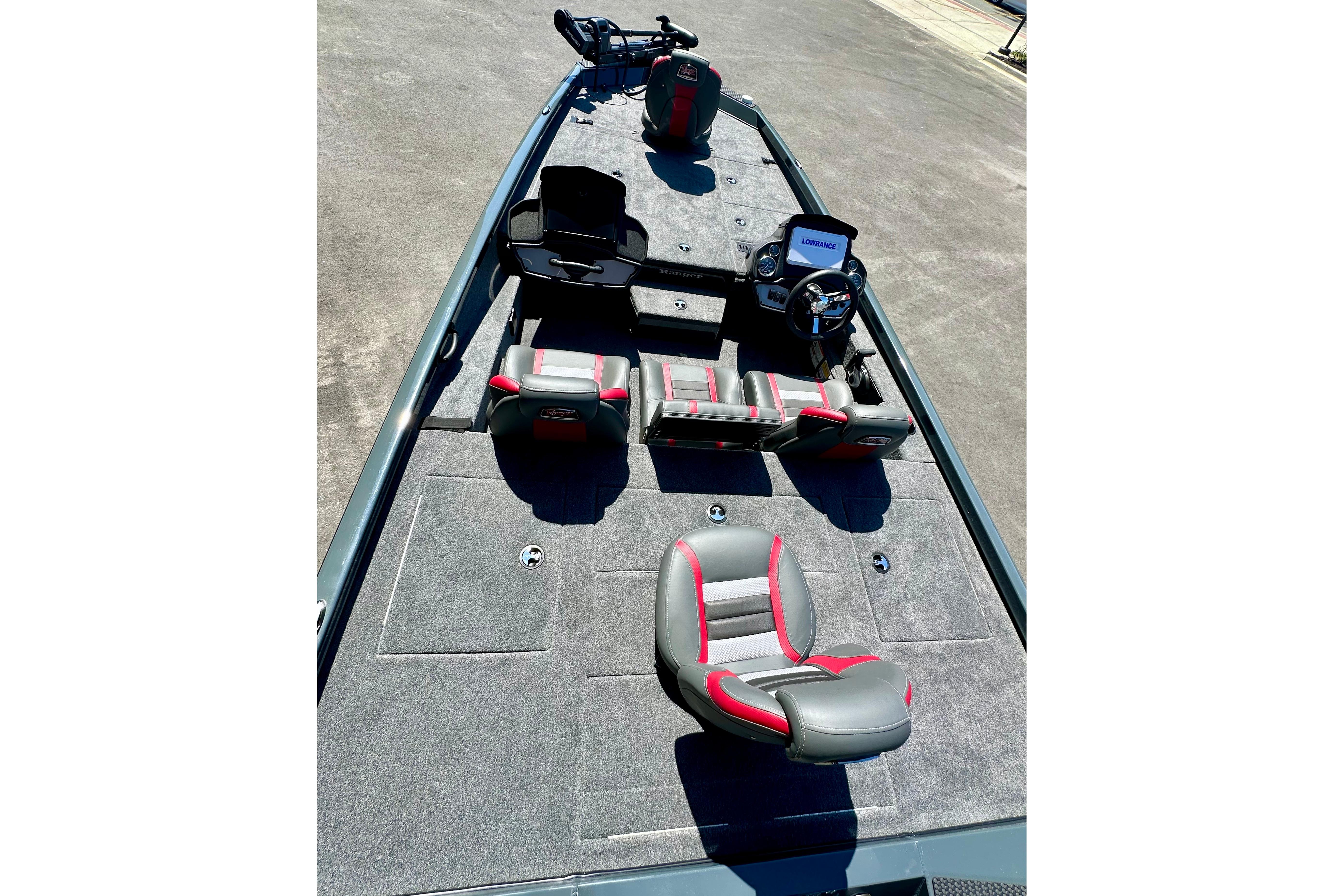 2026 Ranger RT188P fishing boat interior with seating and steering console.