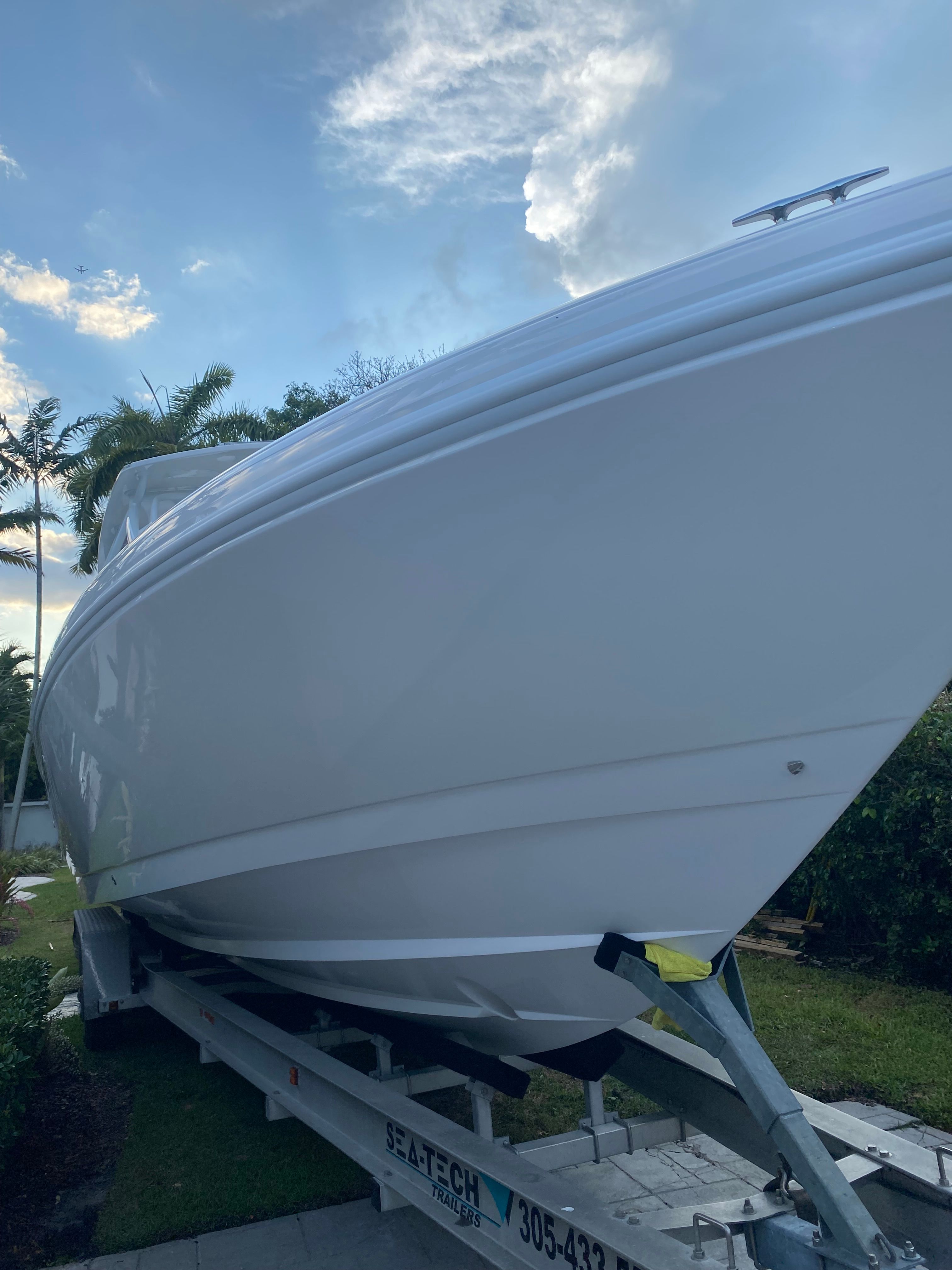2011 Intrepid 37 boat on a trailer.