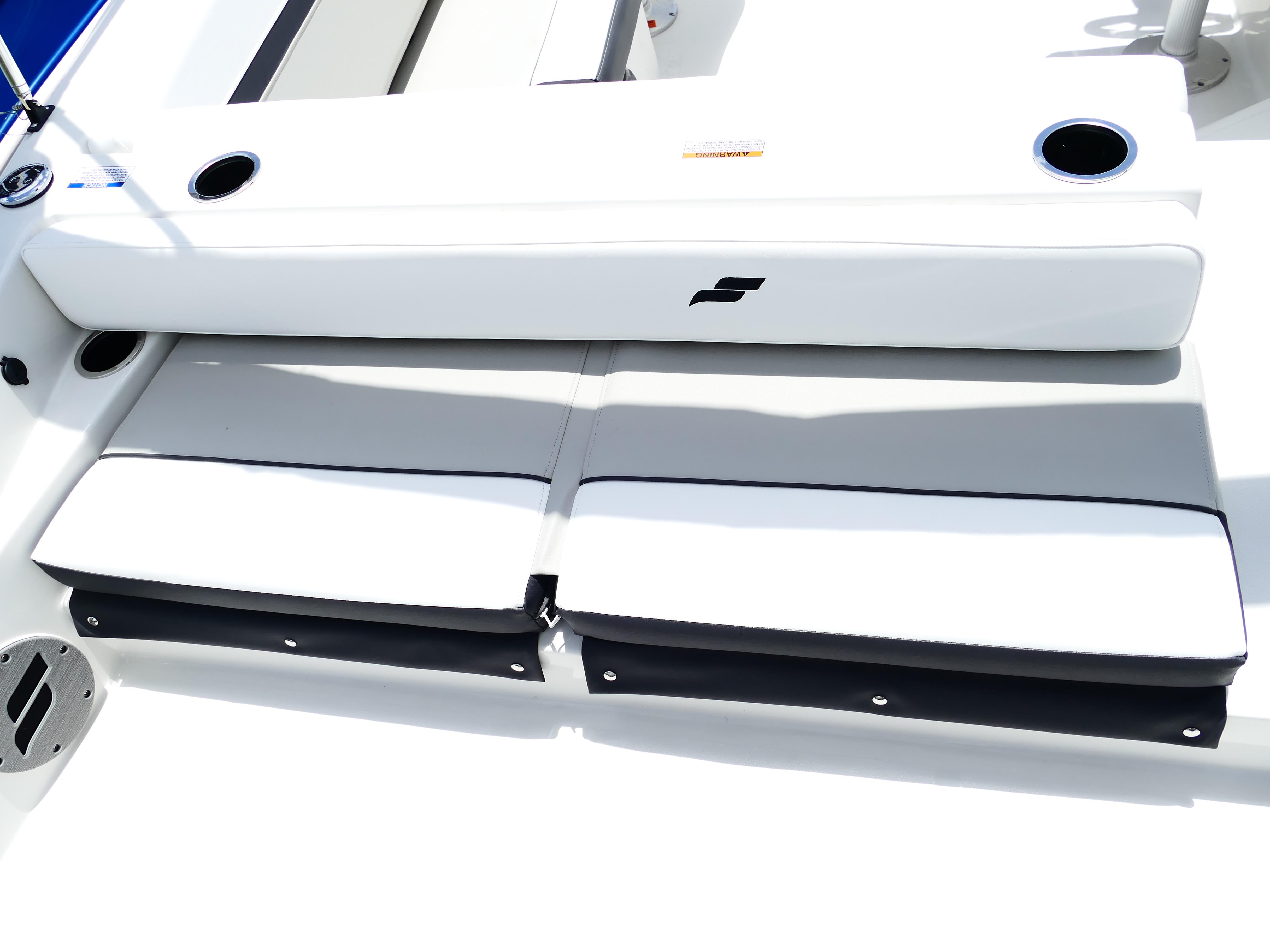 2026 Starcraft SVX 231 OB DH boat seating with cup holders and sleek design.