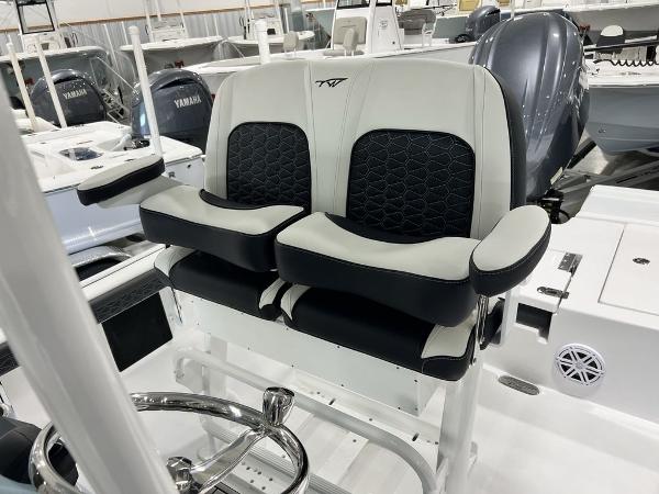 2025 Tidewater 2300 Carolina Bay boat seats, featuring modern design and comfortable upholstery.