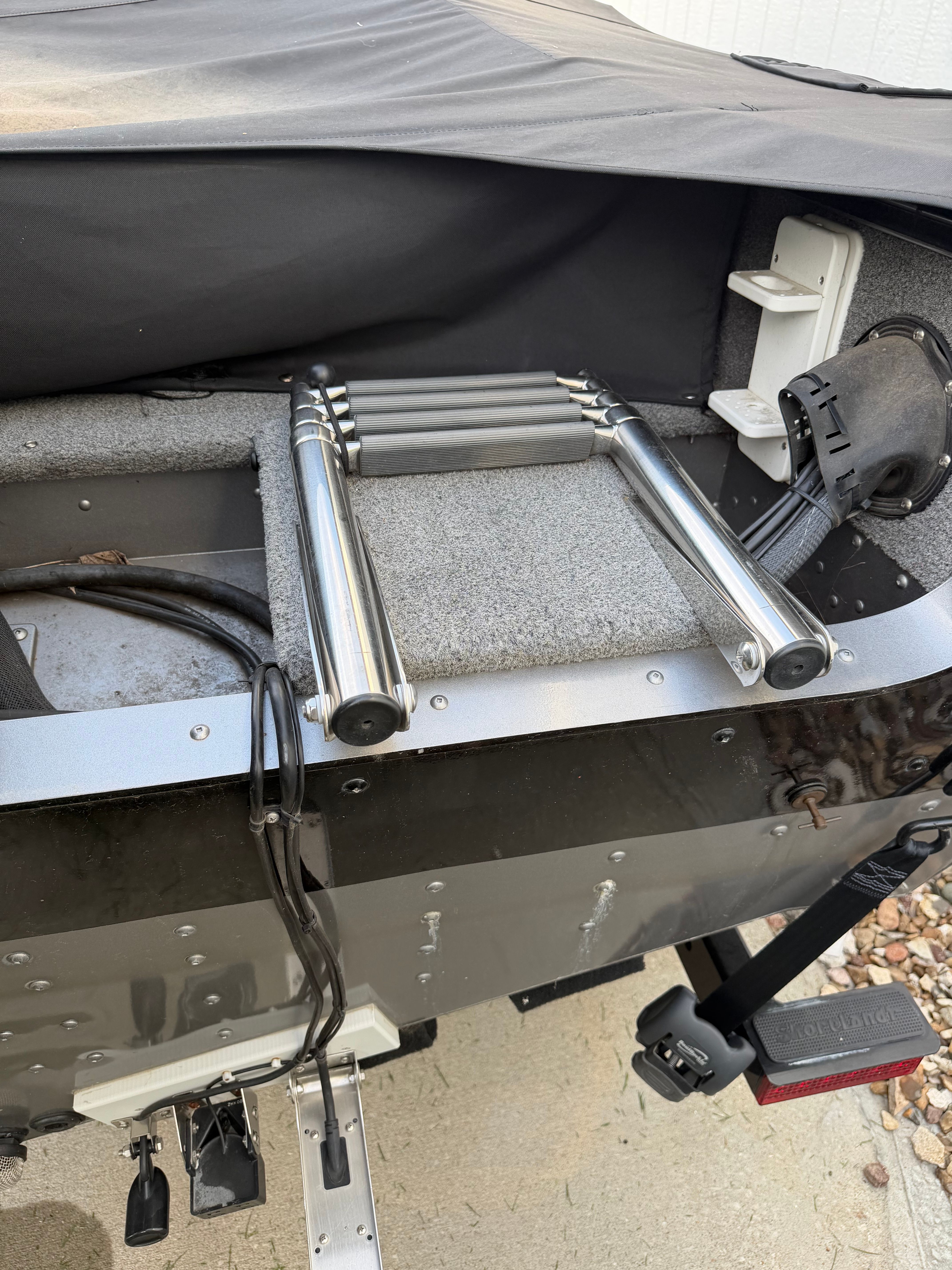 2017 Lund Pro V 1975 boat with retractable ladder.