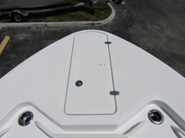 2024 Wellcraft 352 Fisherman bow storage compartment.