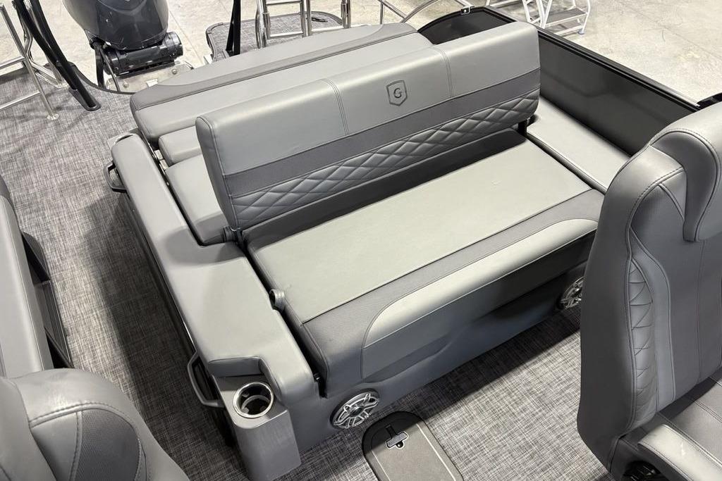 Luxurious seating on 2026 Godfrey Monaco 235 SFLC iMPACT 2.0 pontoon boat.