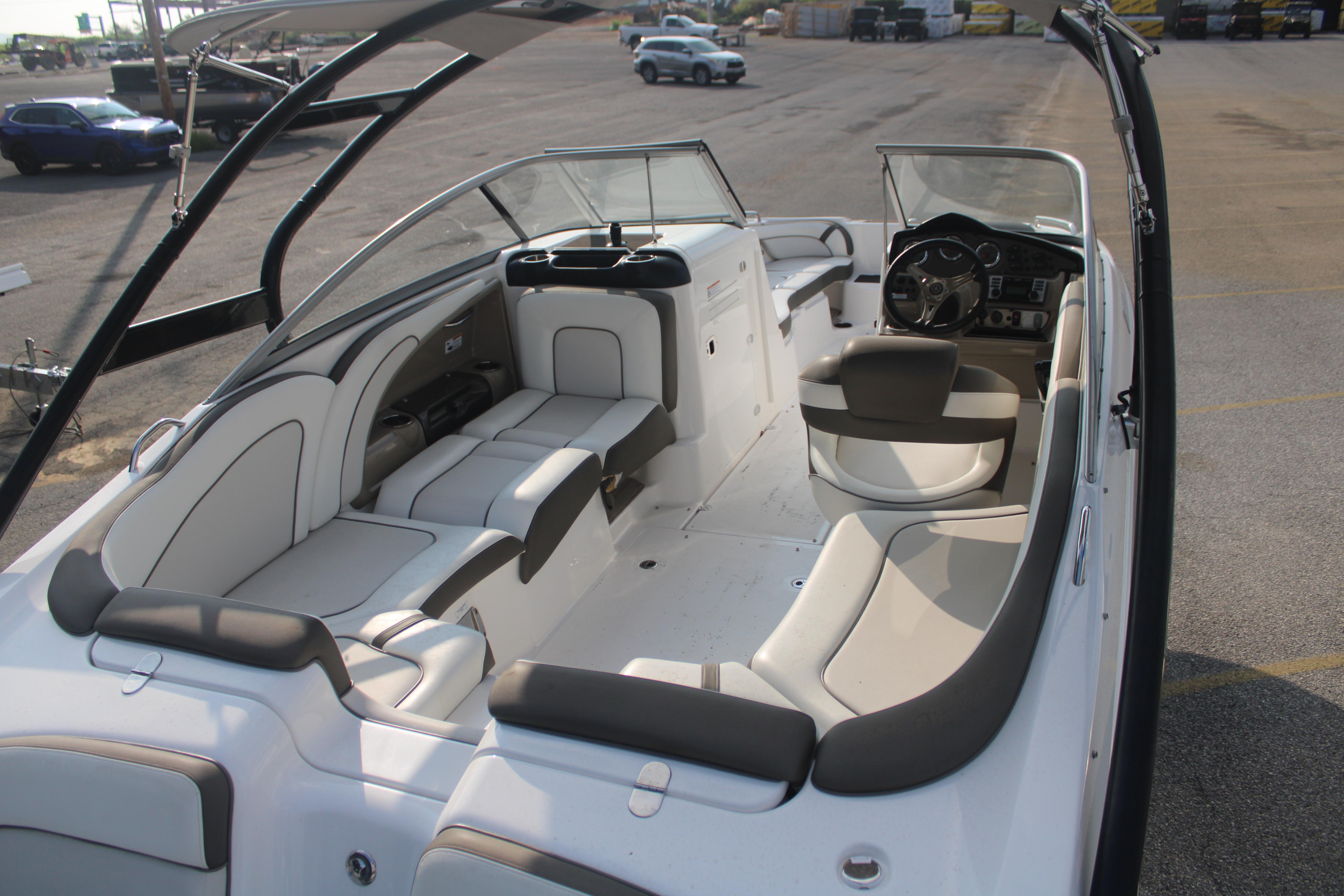 2013 Yamaha Boats 242 Limited S interior with spacious seating and sleek design.