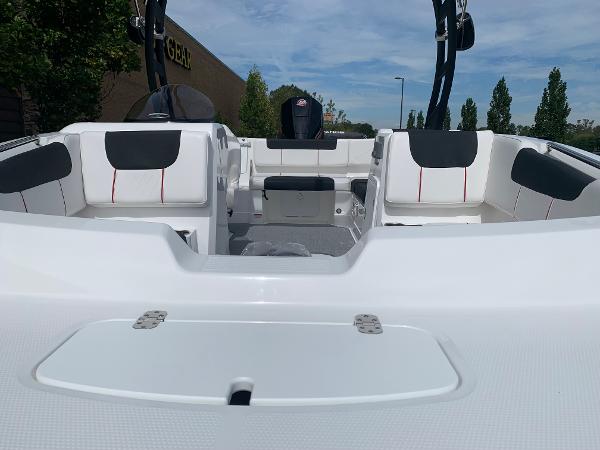2024 Tahoe 1950 boat interior with sleek seating and modern design.