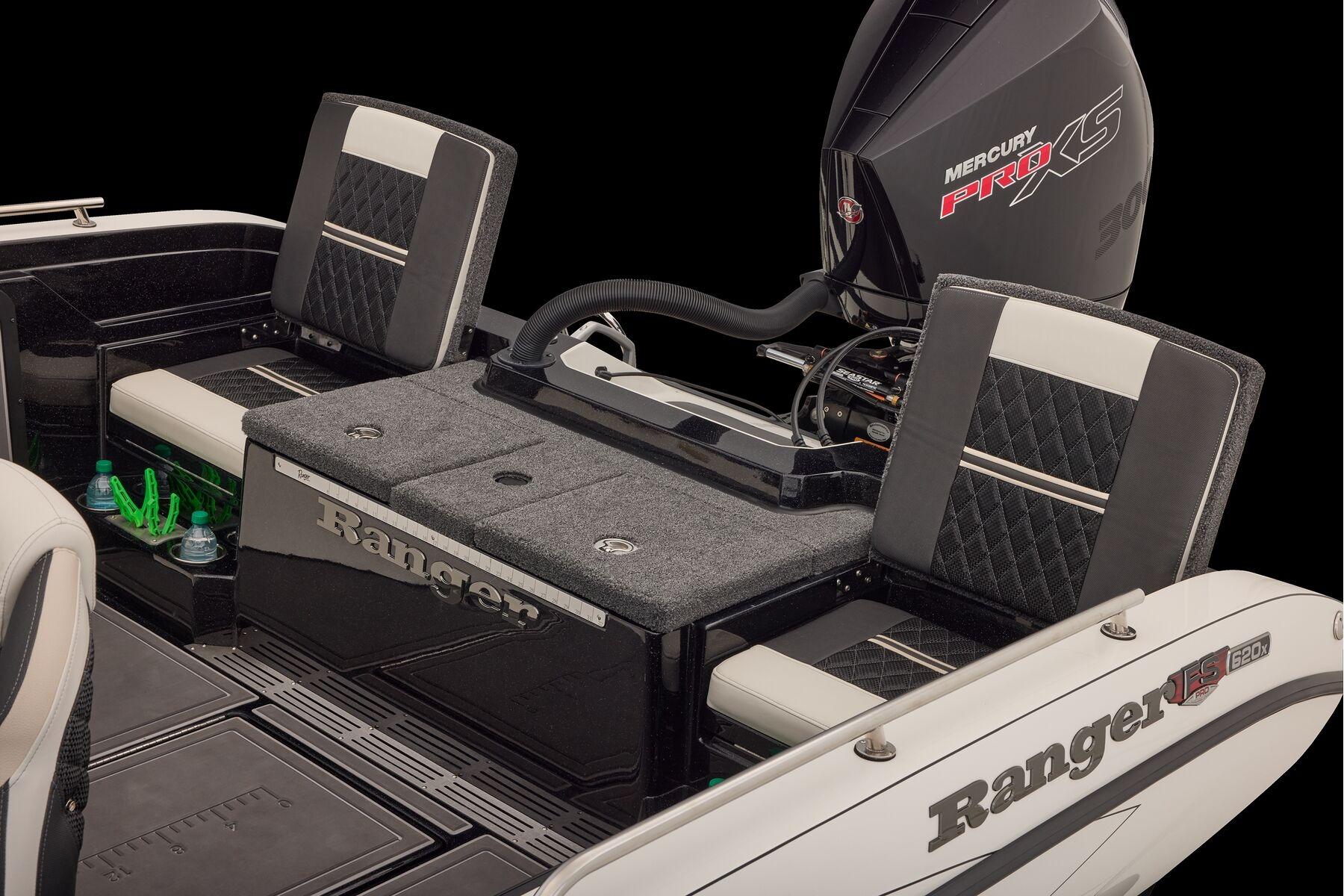 Manufacturer Provided Image: 2026 Ranger 620xFS Pro boat interior with Mercury Pro XS engine.